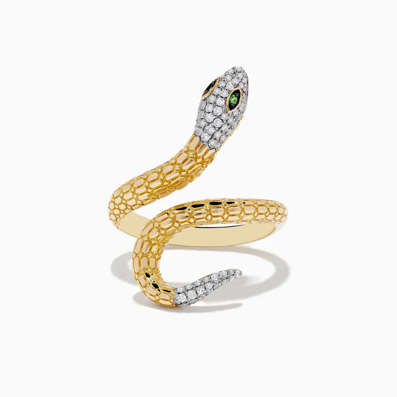 Safari 14k Yellow Gold Snake Diamond Ring sold by Effy