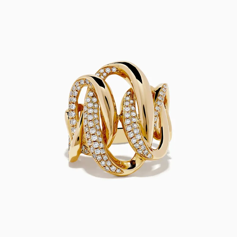 D'Oro 14k Yellow Gold Interlocking Diamond Statement Ring sold by Effy
