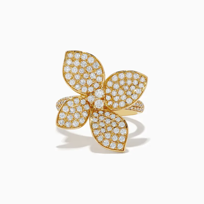 Nature 14k Yellow Gold Diamond Flower Ring 1.77 TCW sold by Effy