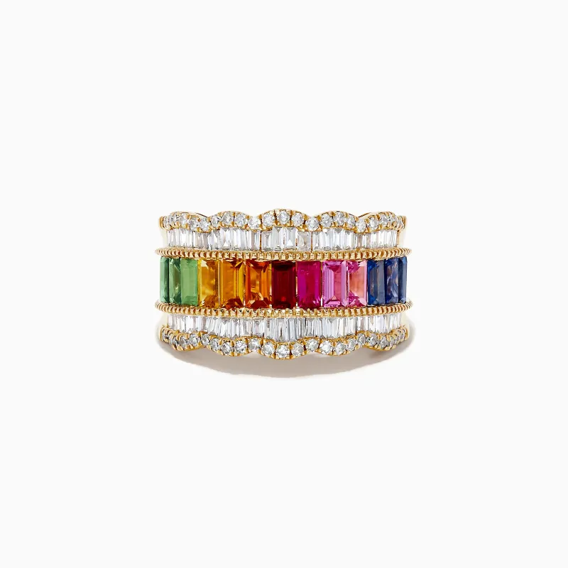 Watercolor 14k Yellow Gold Multi Sapphire and Diamond Ring sold by Effy