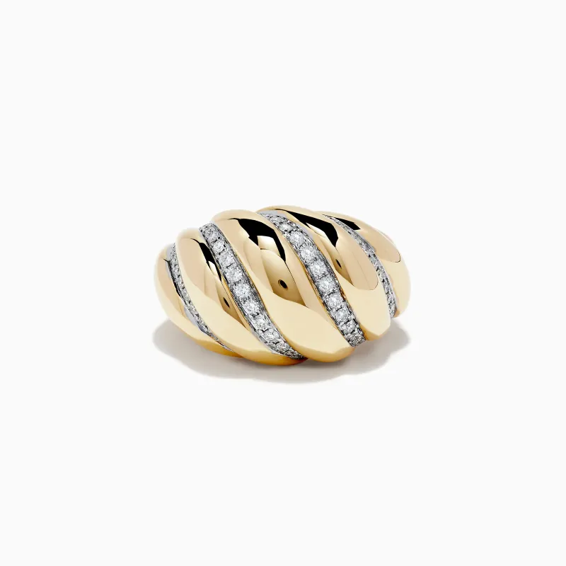 D'Oro 14k Yellow Gold Dome Diamond Croissant Ring made by Effy
