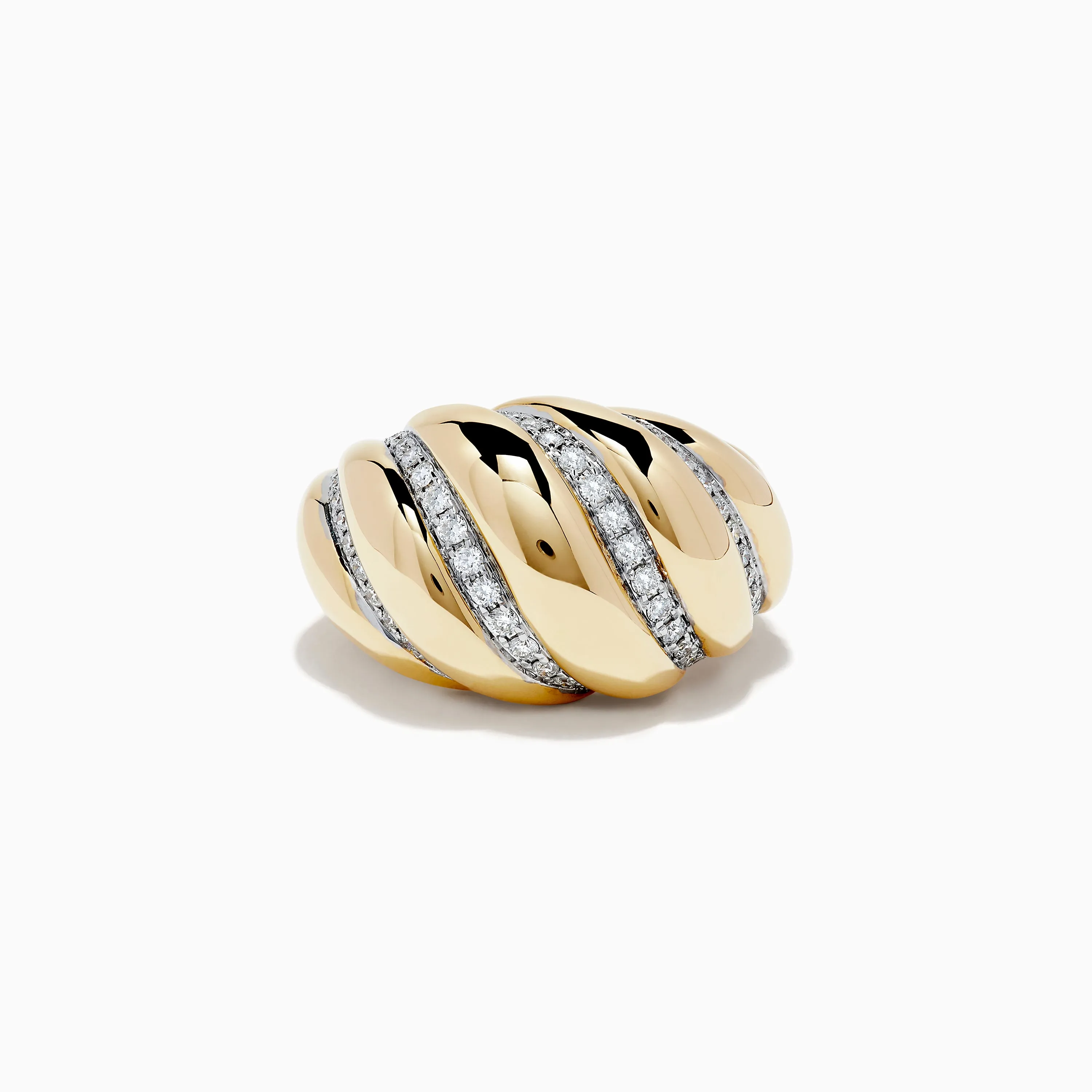 D'Oro 14k Yellow Gold Dome Diamond Croissant Ring sold by Effy