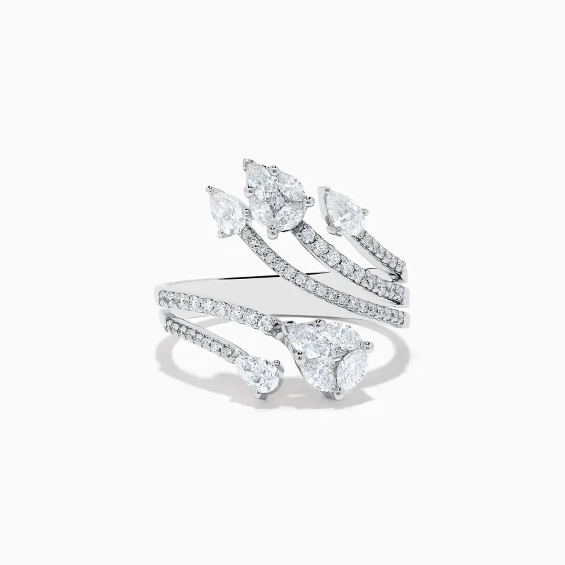 Pave Classica 14k White Gold Open Shank Diamond Ring 1.0 TCW sold by Effy