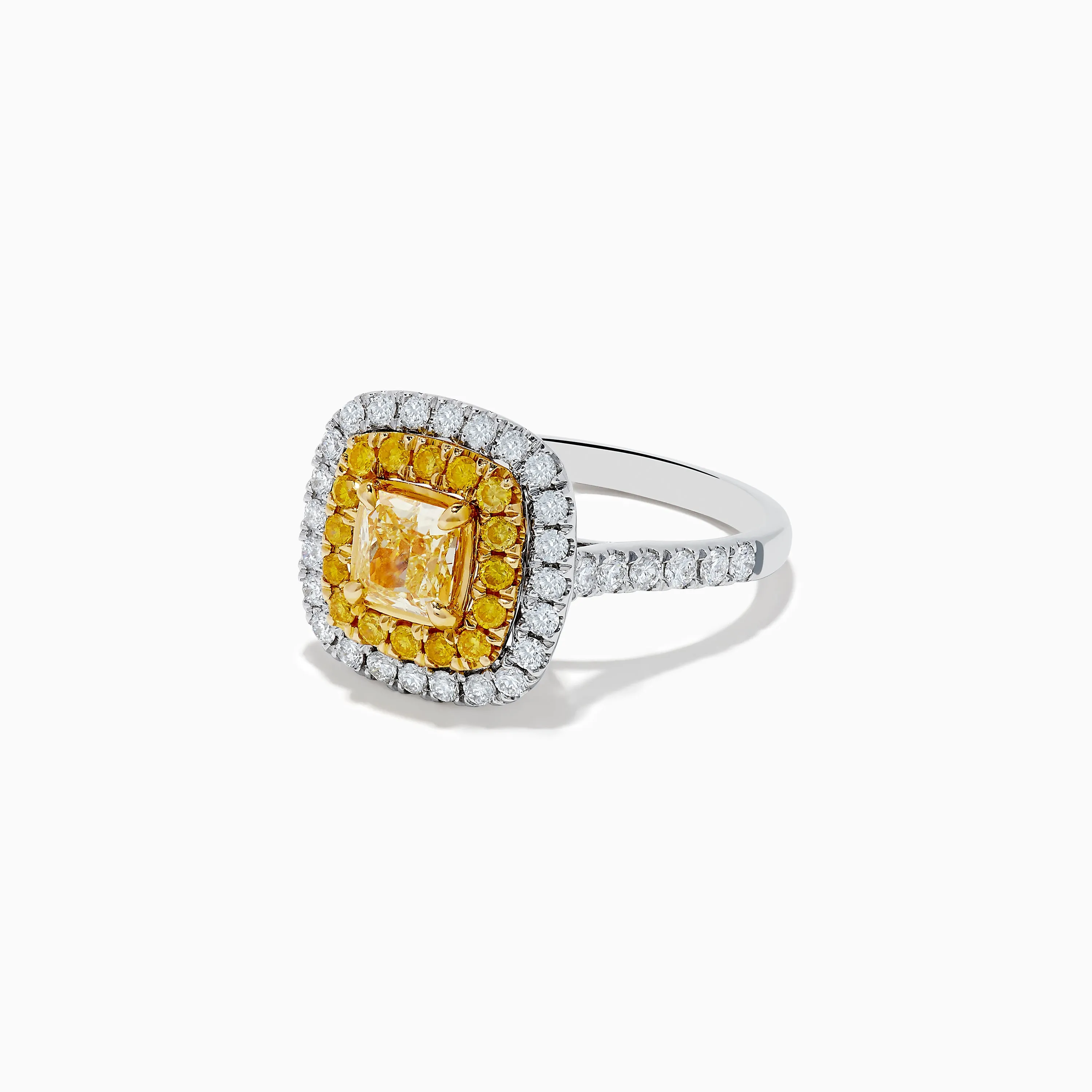 Canare 14k Two Tone Gold Cushion Cut Double Halo Yellow Diamond Ring 1.86 TCW sold by Effy product image thumbnail 2