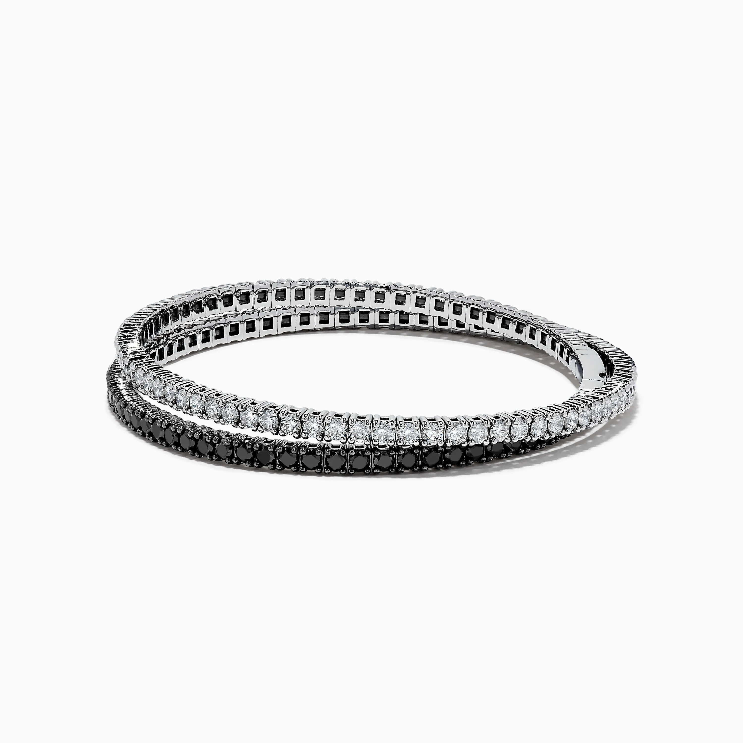 14k White Gold Black and White Diamond Double Wrap Bracelet 6.77 TCW sold by Effy product image thumbnail 2