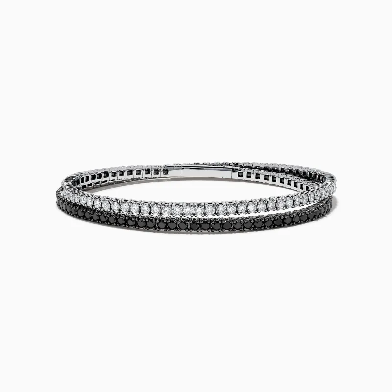 14k White Gold Black and White Diamond Double Wrap Bracelet 6.77 TCW sold by Effy