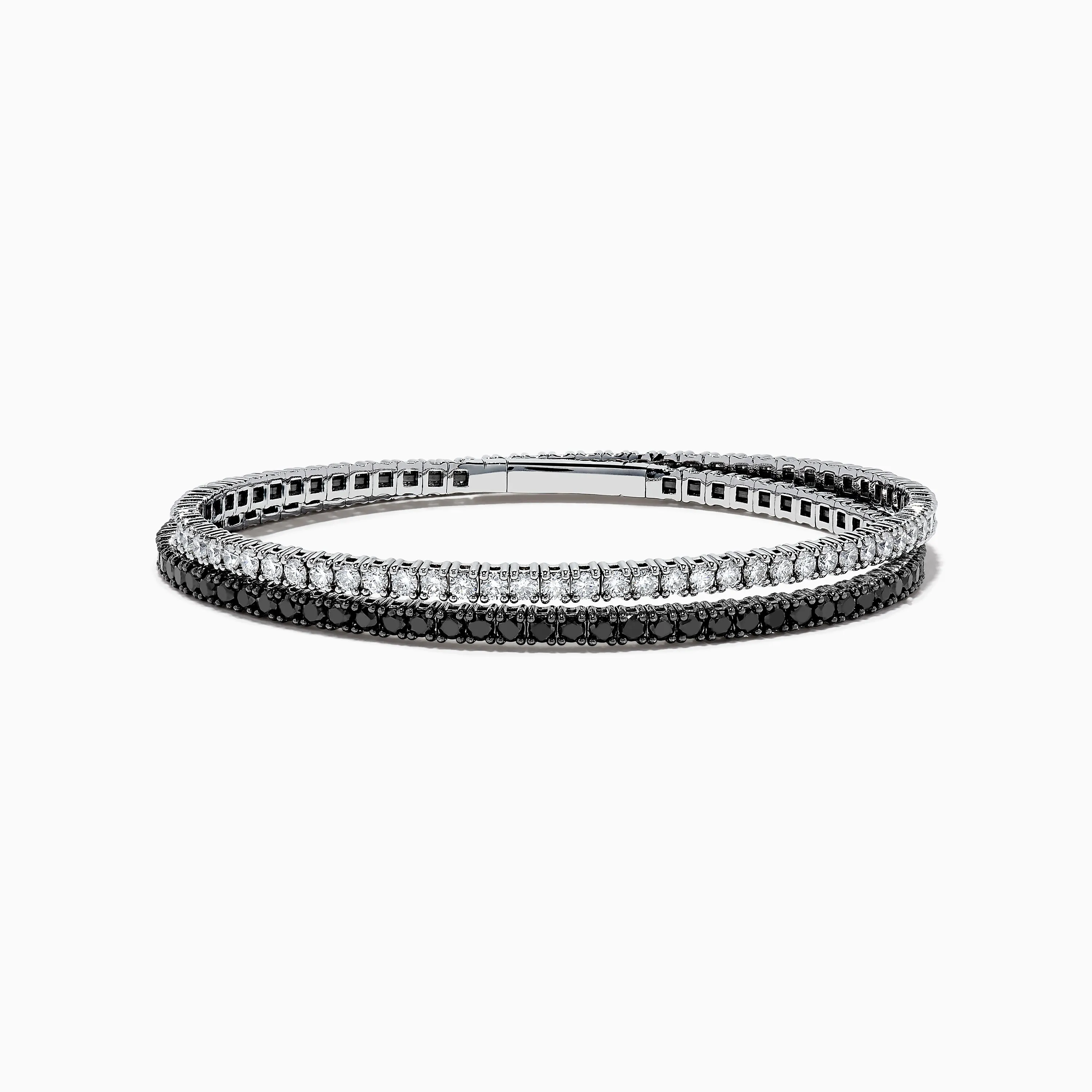 14k White Gold Black and White Diamond Double Wrap Bracelet 6.77 TCW sold by Effy