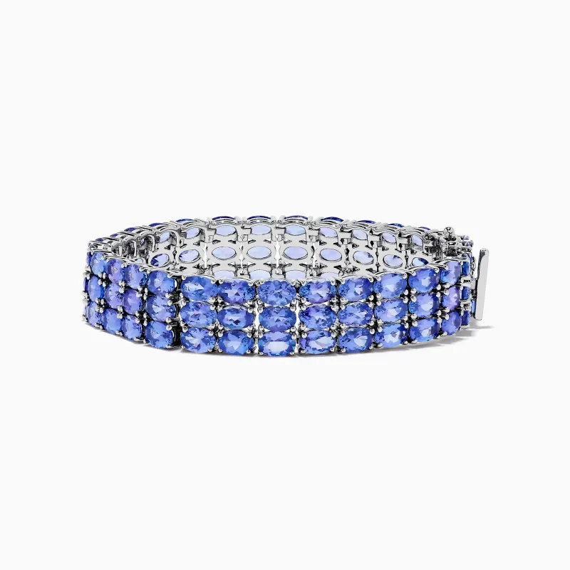 Nahla Siri Sterling Silver Oval 3 Row Tanzanite Bracelet sold by Effy