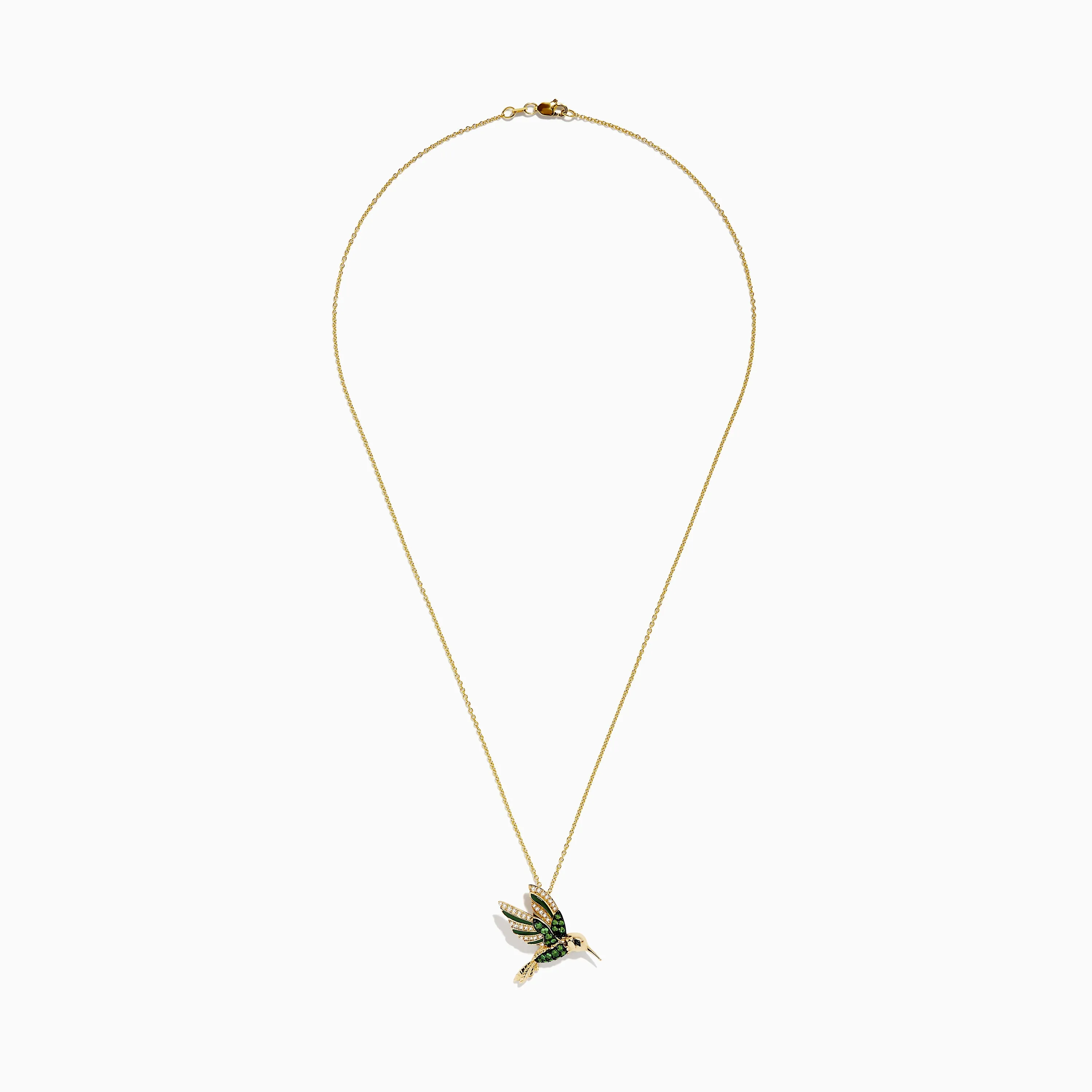 Safari 14k Yellow Gold Tsavorite and Diamond Bird Pendant sold by Effy product image thumbnail 2