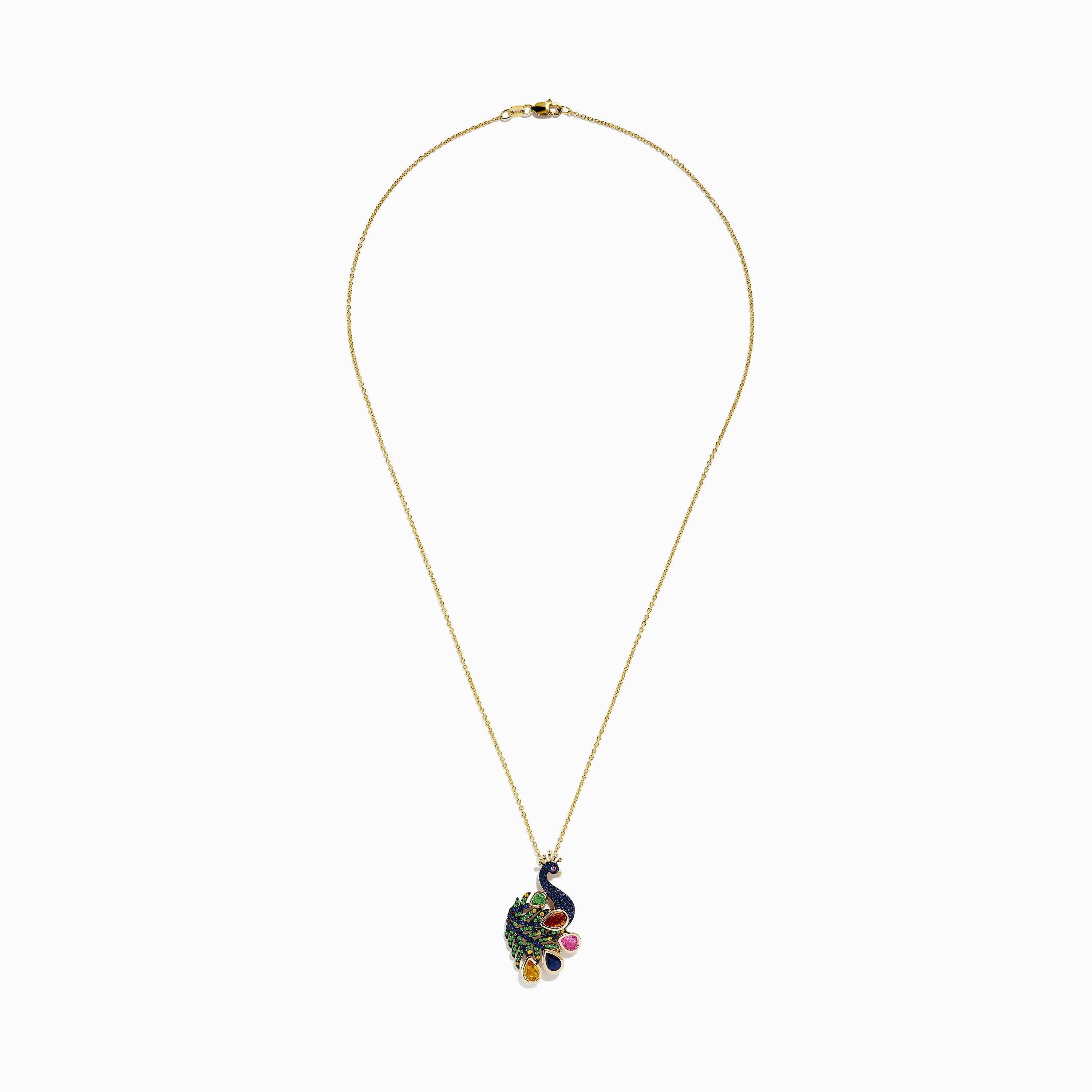 Safari 14k Yellow Gold Multi Sapphire Peacock Pendant sold by Effy product image thumbnail 2