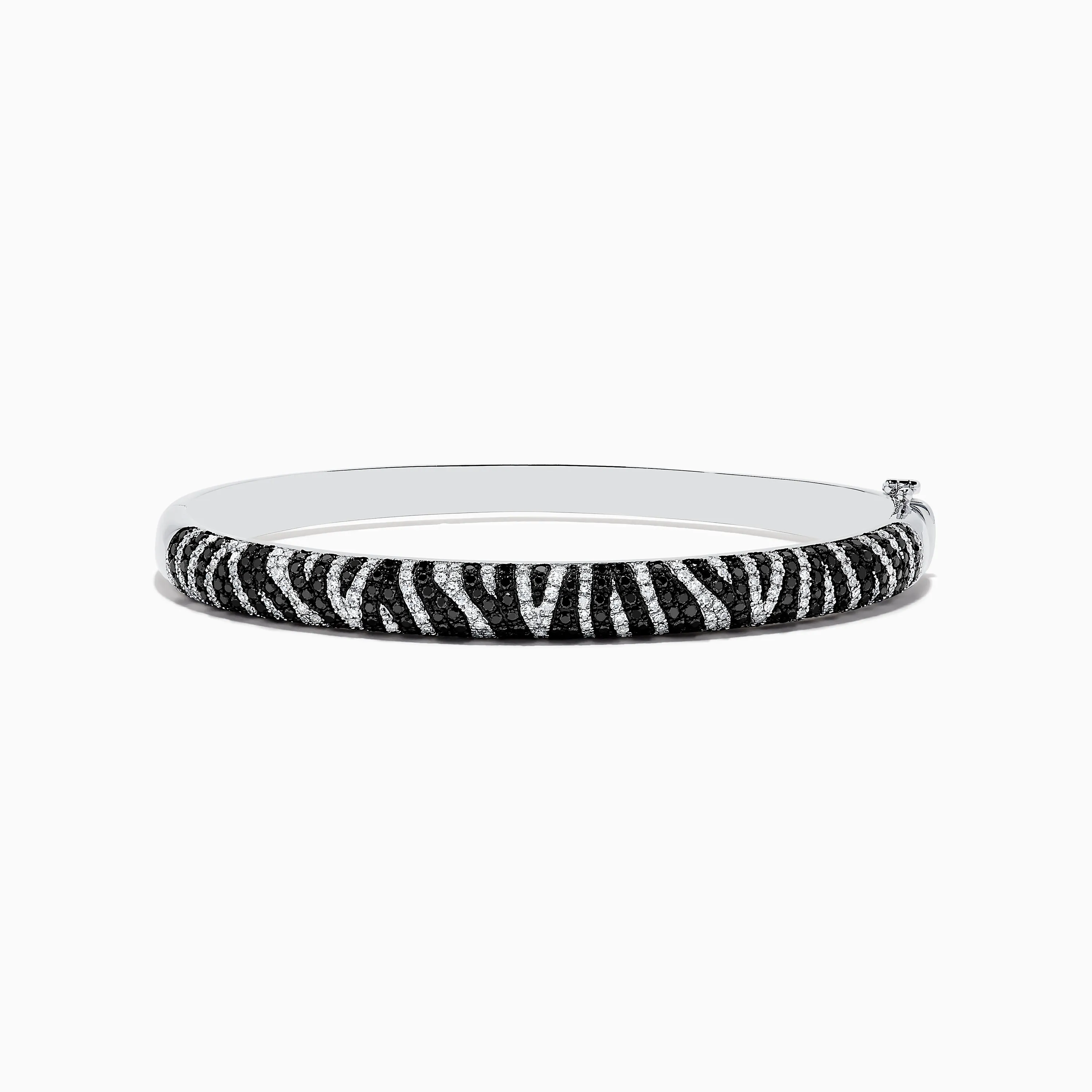 14k White Gold Black and White Diamond Zebra Print Bangle sold by Effy