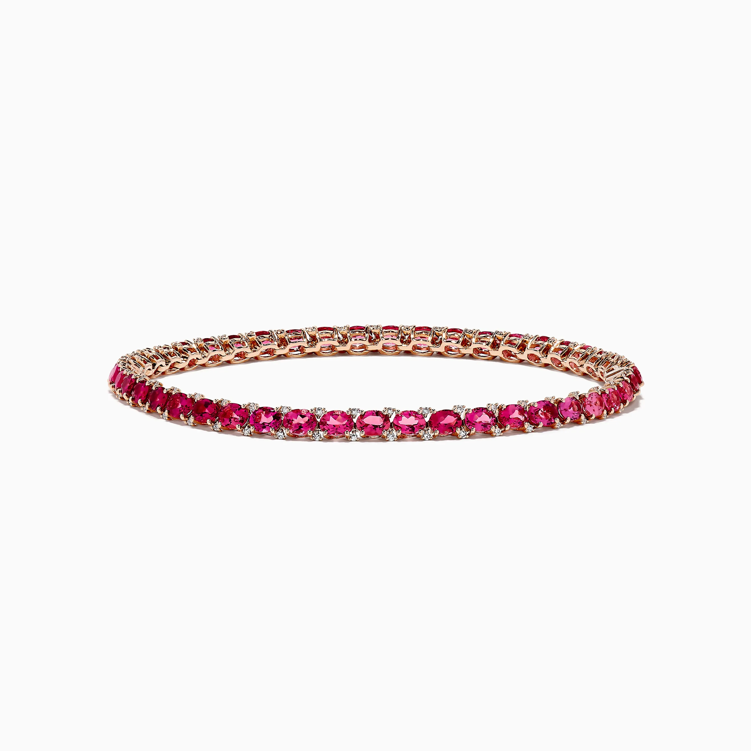 14k Rose Gold Oval Pink Tourmaline and Ruby Tennis Bracelet 6.56 TCW sold by Effy