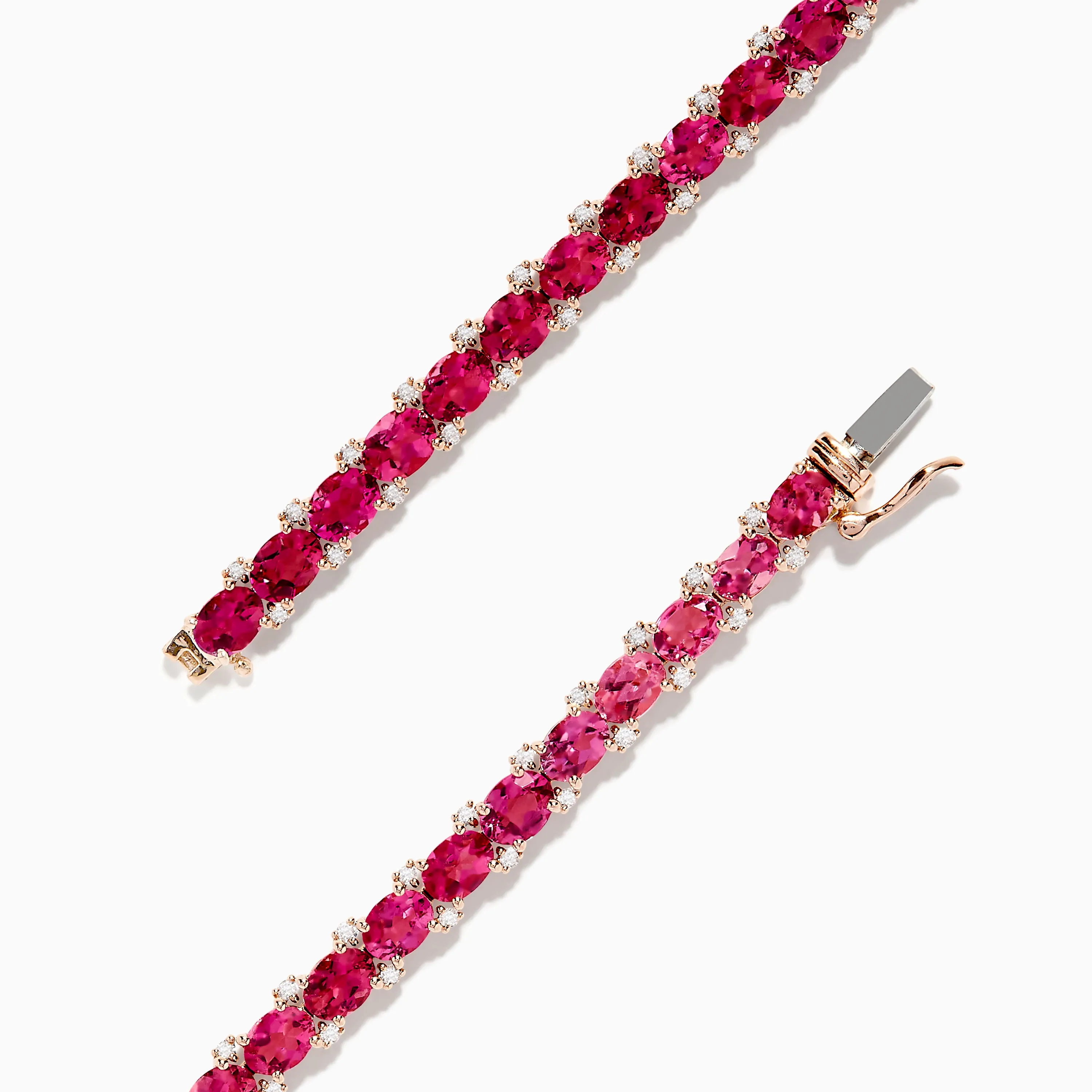 14k Rose Gold Oval Pink Tourmaline and Ruby Tennis Bracelet 6.56 TCW sold by Effy product image thumbnail 2