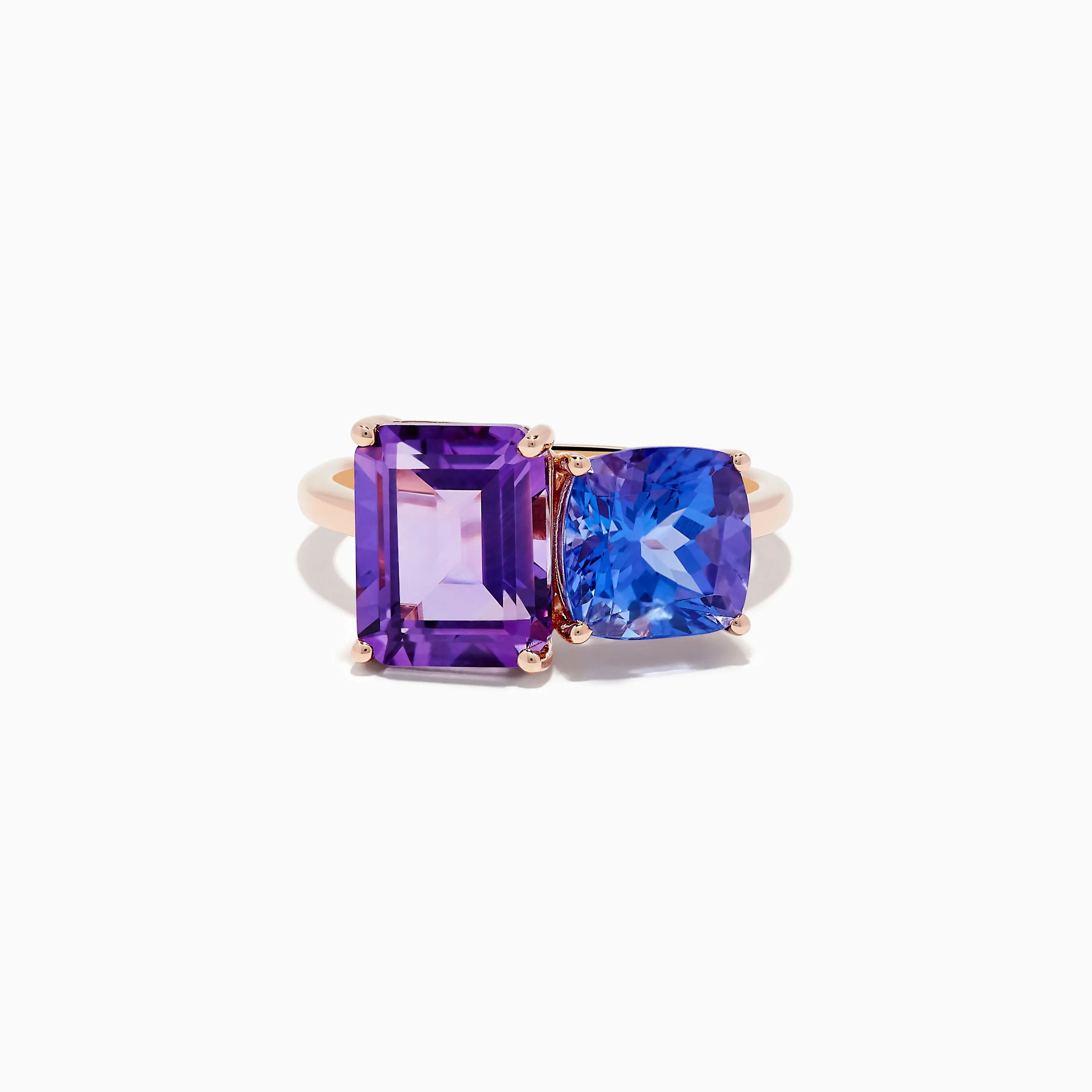 14k Rose Gold Amethyst and Tanzanite Toi Et Moi Ring sold by Effy
