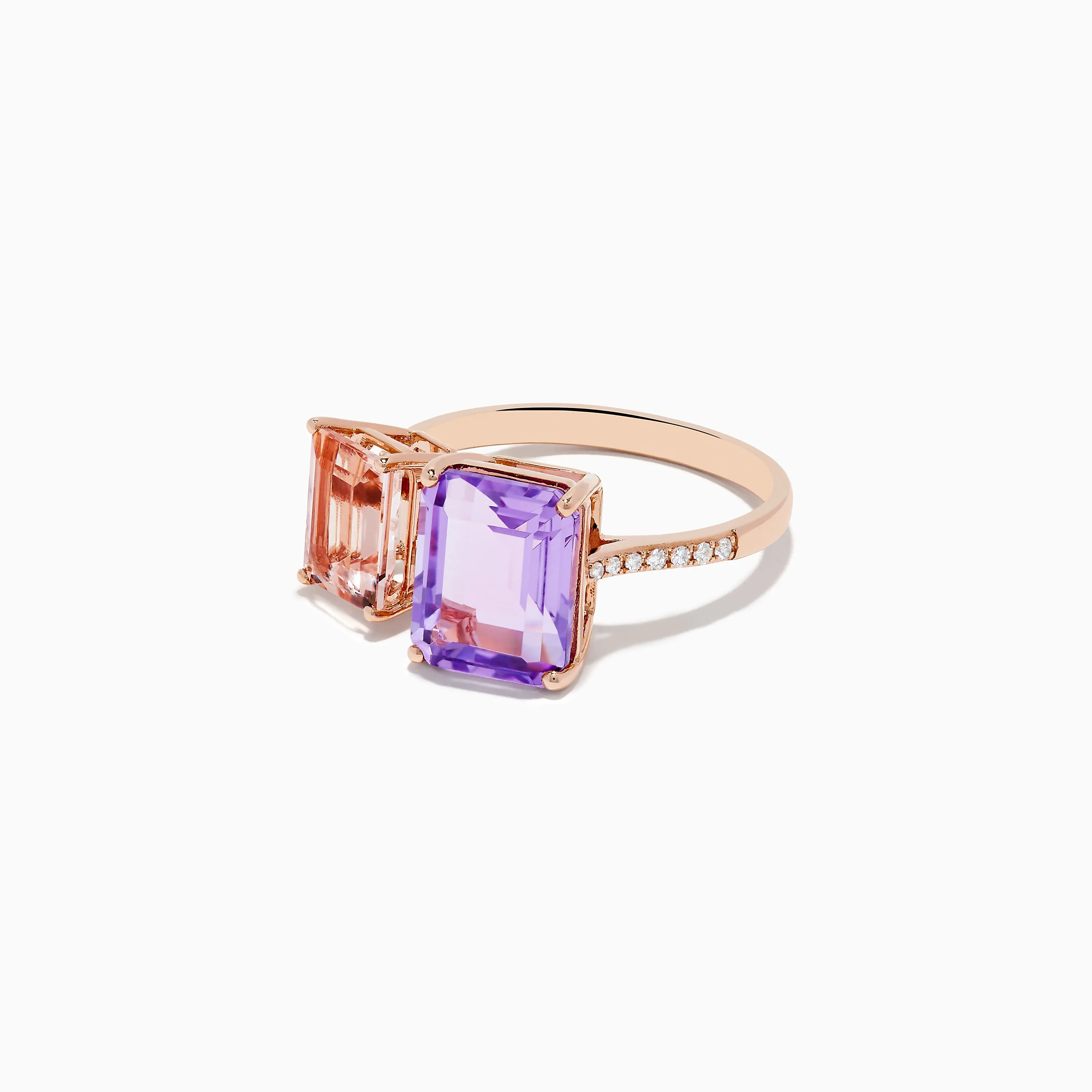 14k Rose Gold Pink Amethyst and Morganite Toi Et Moi Ring sold by Effy product image thumbnail 2