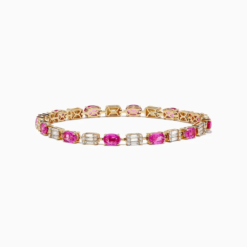 14K Yellow Gold Pink Sapphire and Diamond Tennis Bracelet sold by Effy