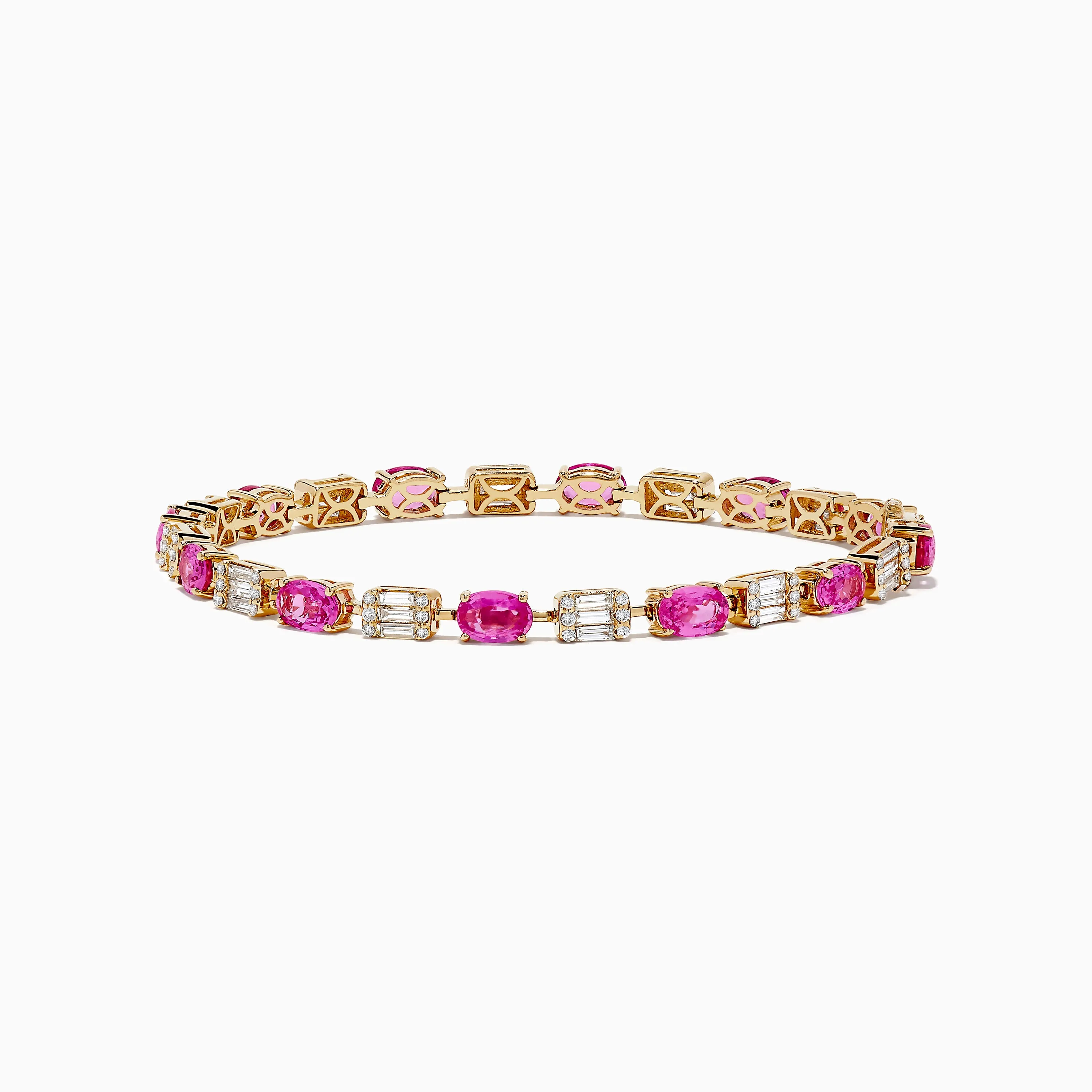 14K Yellow Gold Pink Sapphire and Diamond Tennis Bracelet sold by Effy