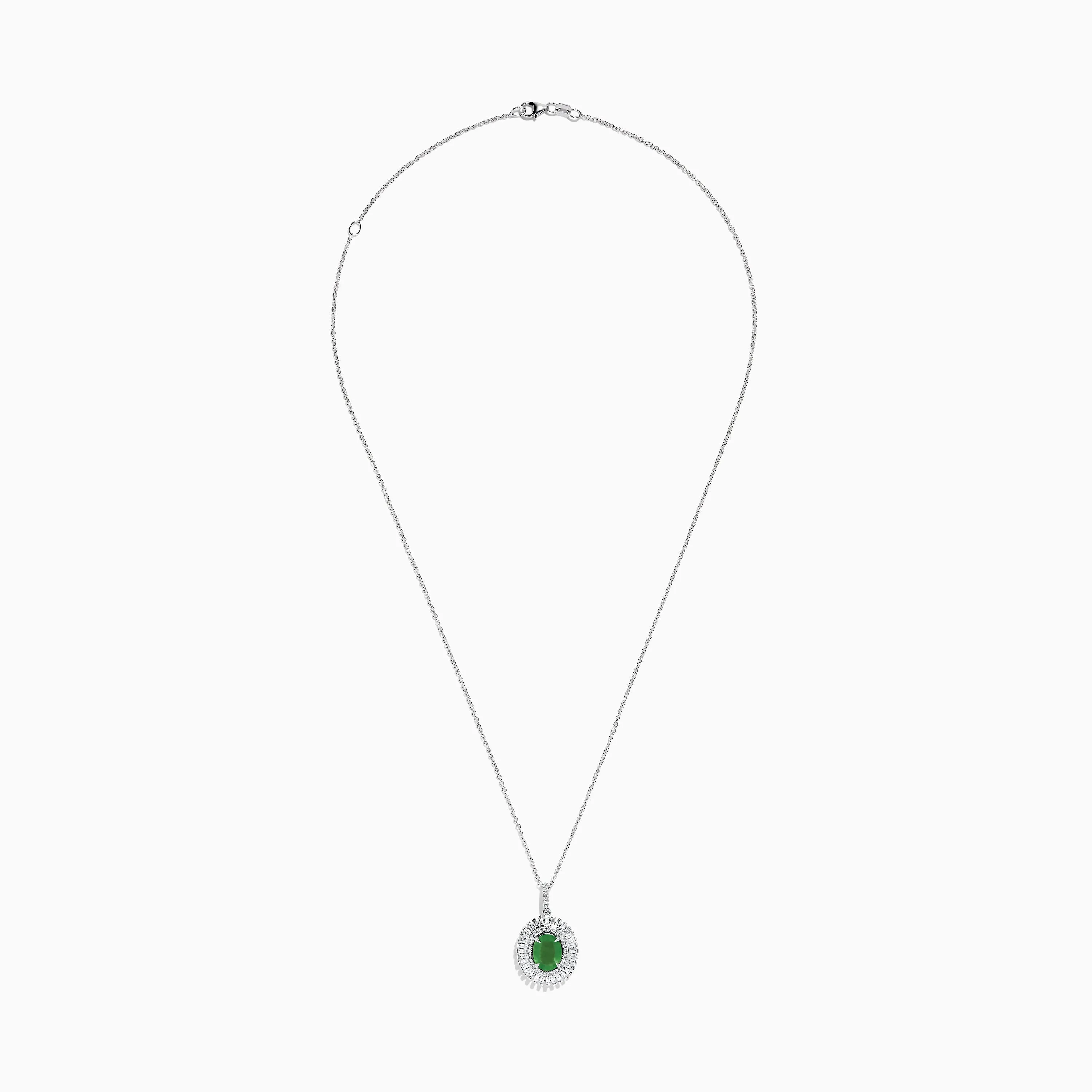 14K White Gold Emerald and Diamond Pendant sold by Effy product image thumbnail 2