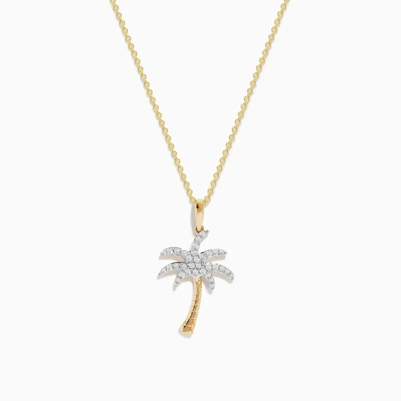 14K Yellow Gold Diamond Palm Tree Pendant sold by Effy