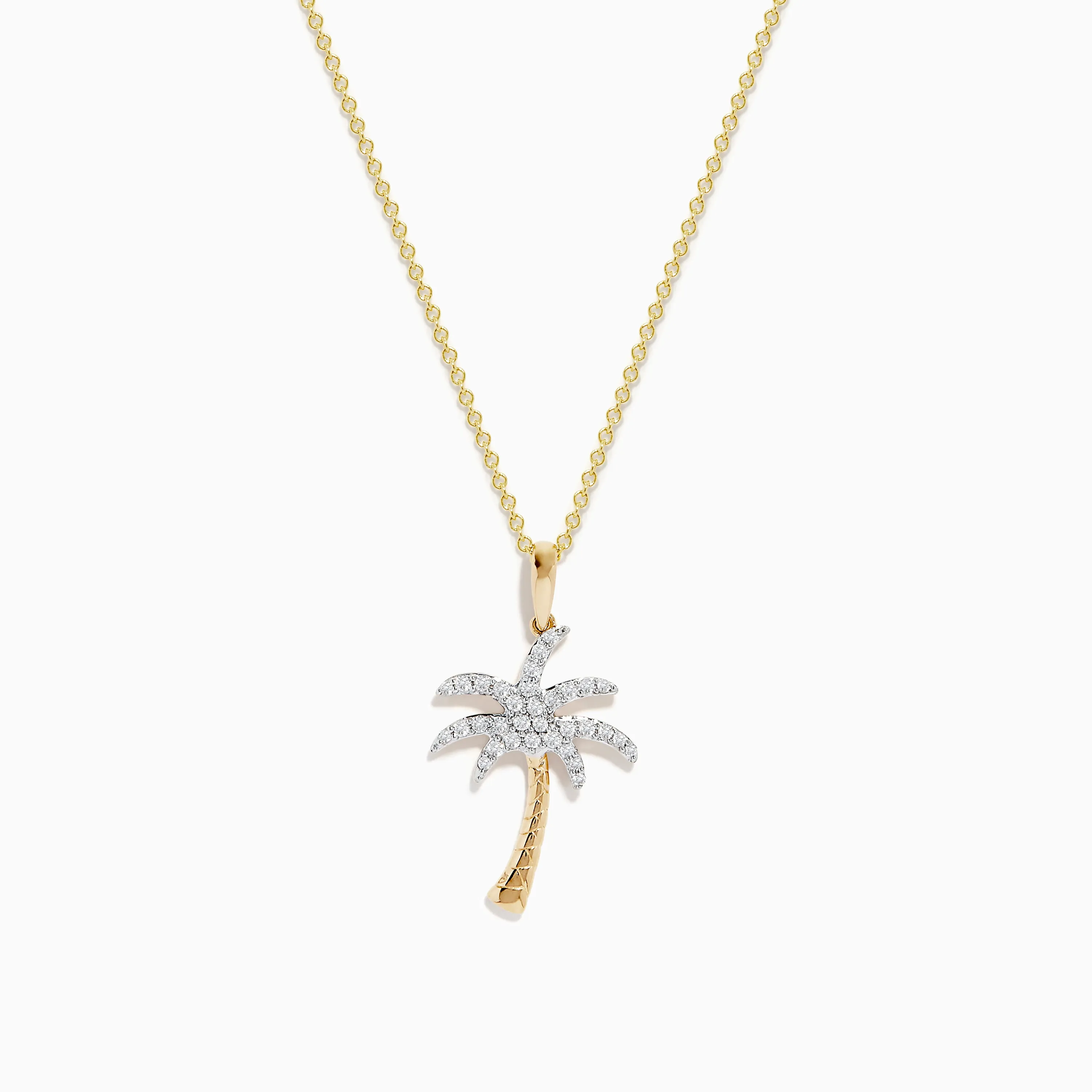 14K Yellow Gold Diamond Palm Tree Pendant sold by Effy