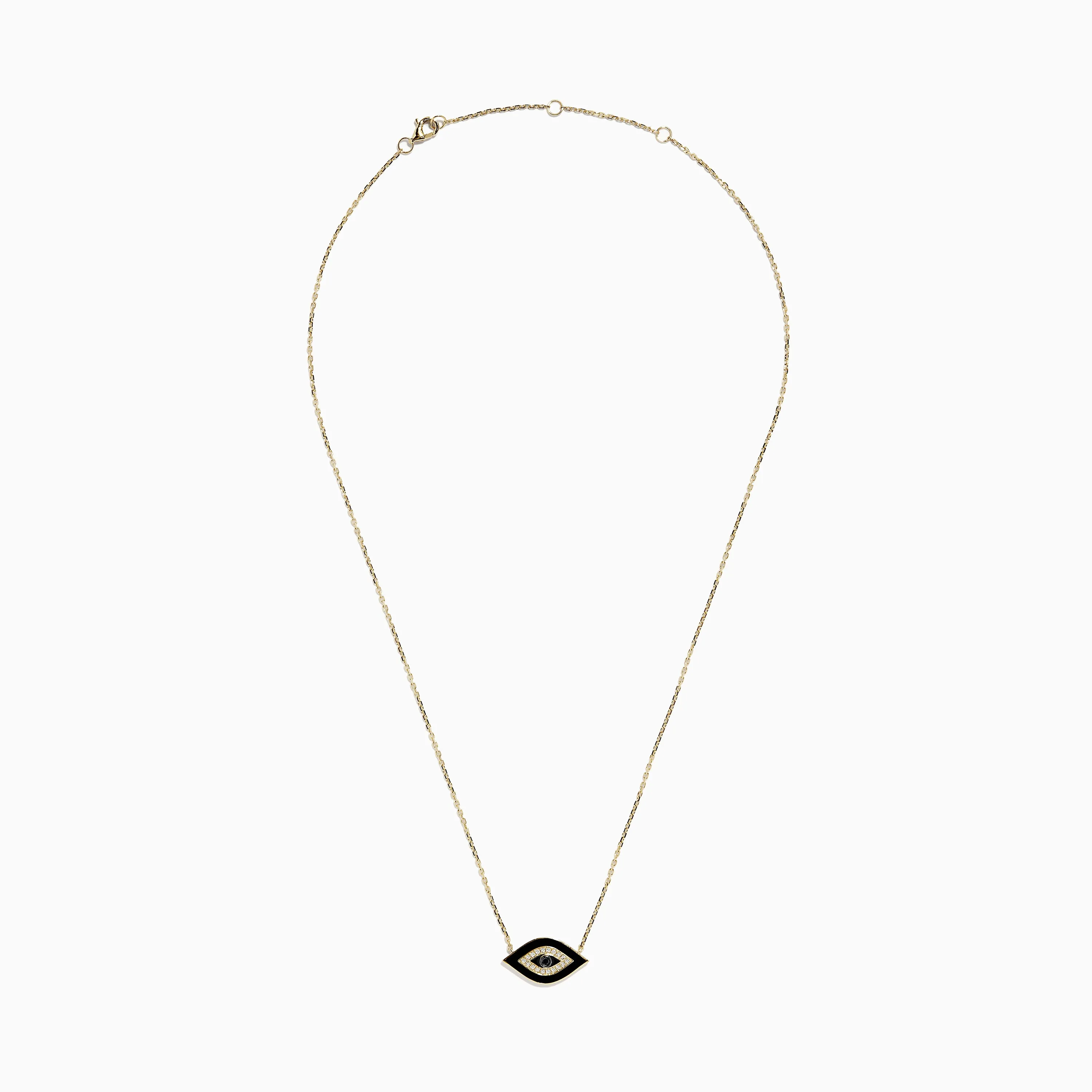Novelty 14K Yellow Gold Black Enamel and White Diamond Evil Eye Necklace sold by Effy product image thumbnail 2