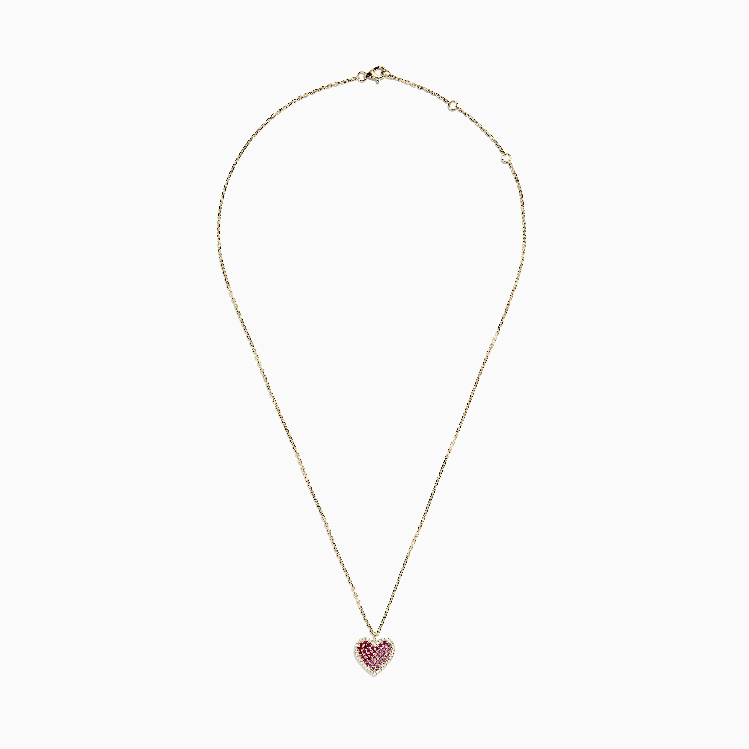 14K Yellow Gold Pink Sapphire, Ruby and Diamond Heart Pendant sold by Effy product image thumbnail 2