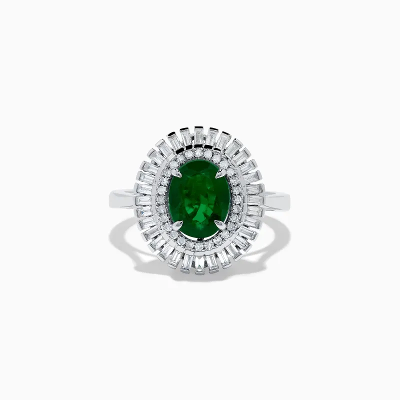 14K White Gold Emerald and Diamond Ring sold by Effy
