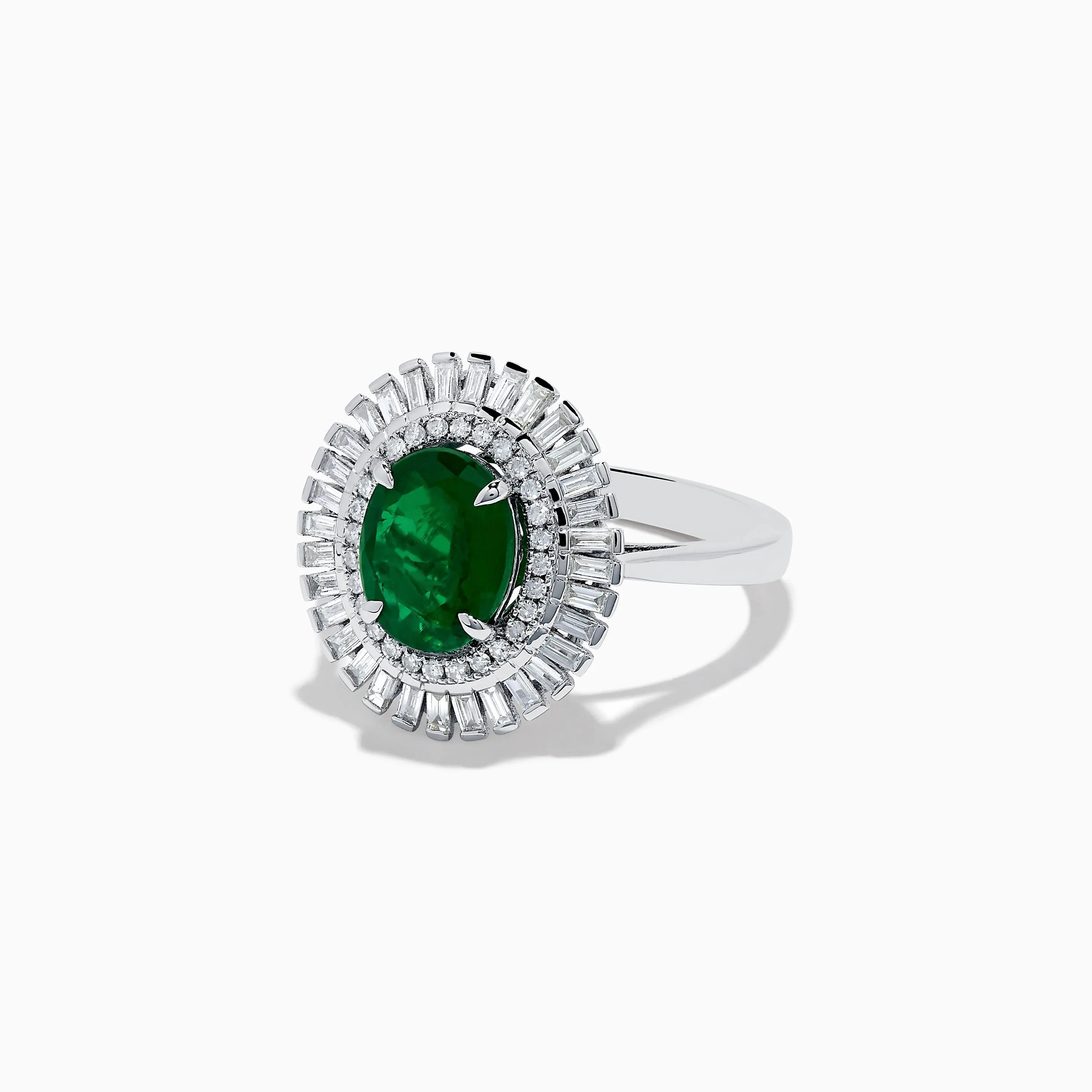 14K White Gold Emerald and Diamond Ring sold by Effy product image thumbnail 2