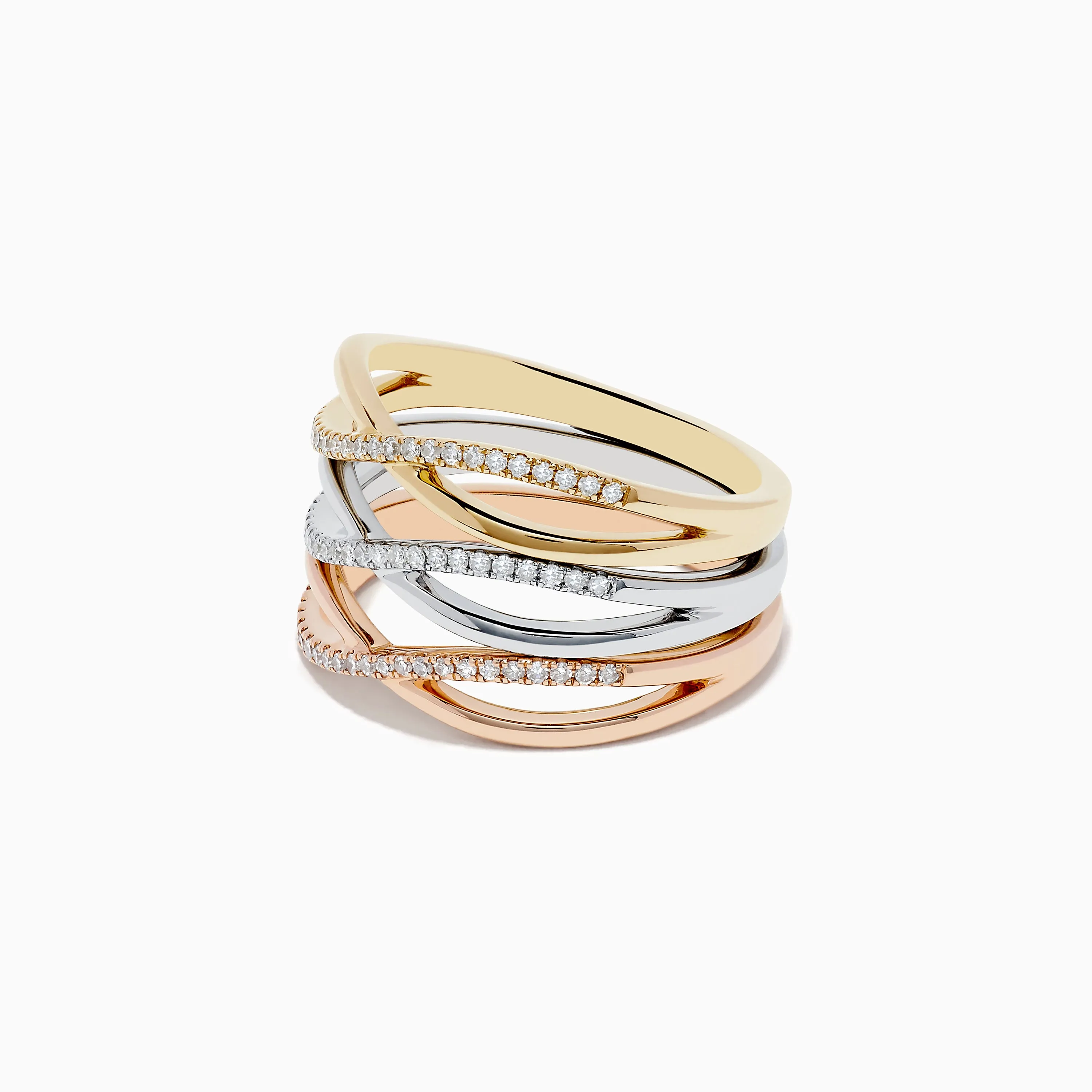 Trio 14K 3-Tone Gold Diamond Stackable Crossover Rings Set of 3 sold by Effy product image thumbnail 2