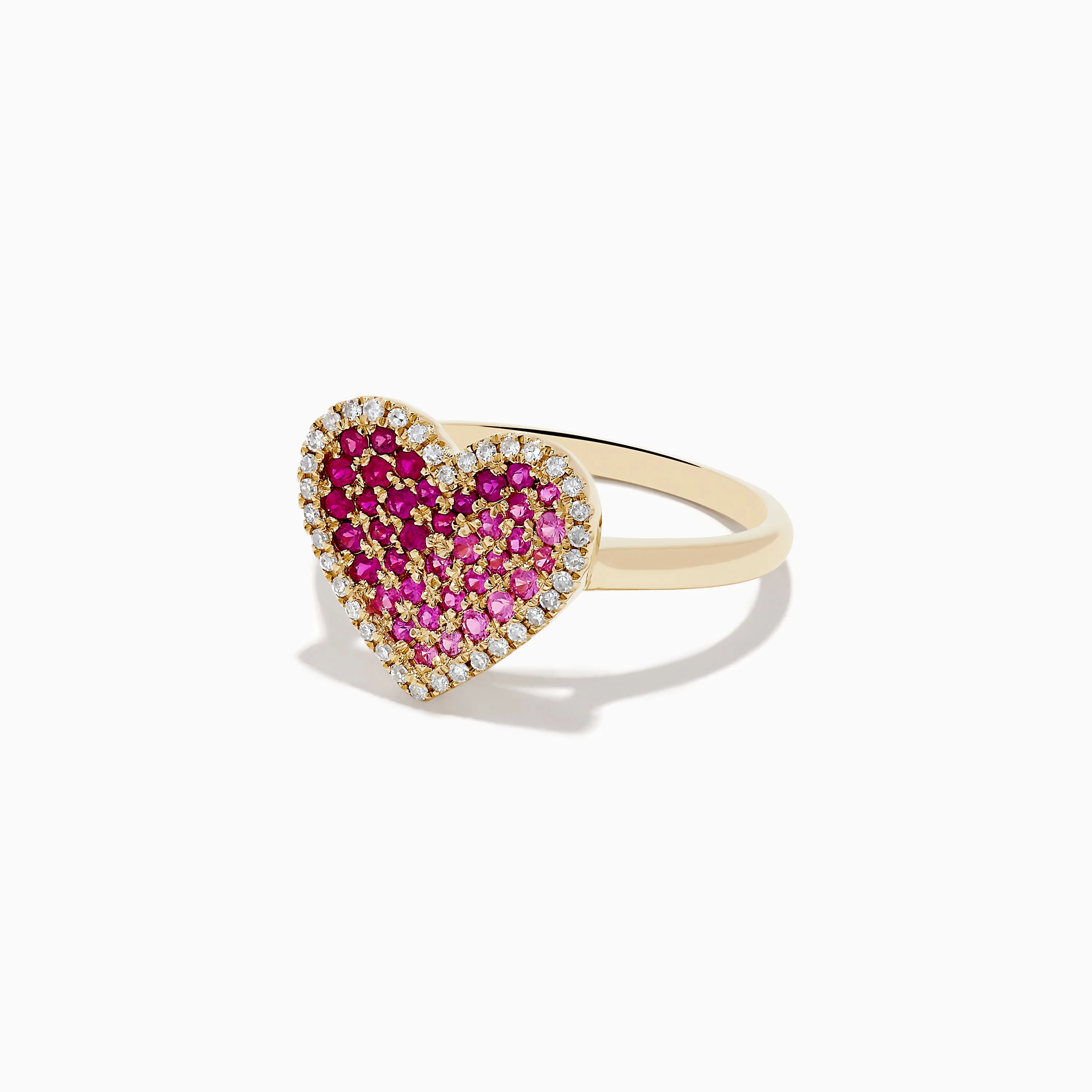 Novelty 14K Yellow Gold Pink Sapphire, Ruby and Diamond Heart Ring sold by Effy product image thumbnail 2