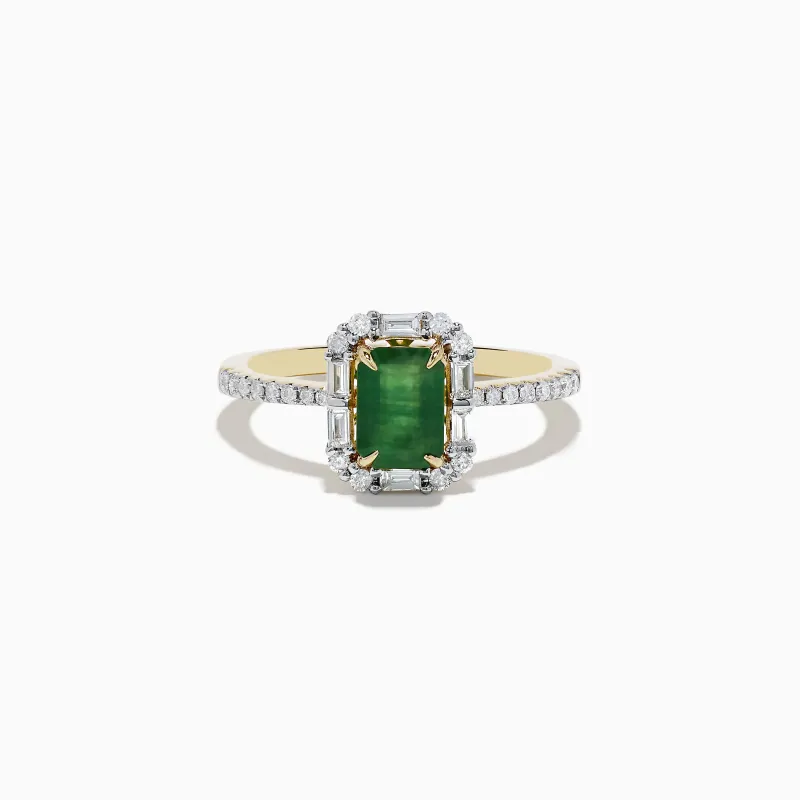 14K Yellow Gold Emerald and Diamond Ring sold by Effy