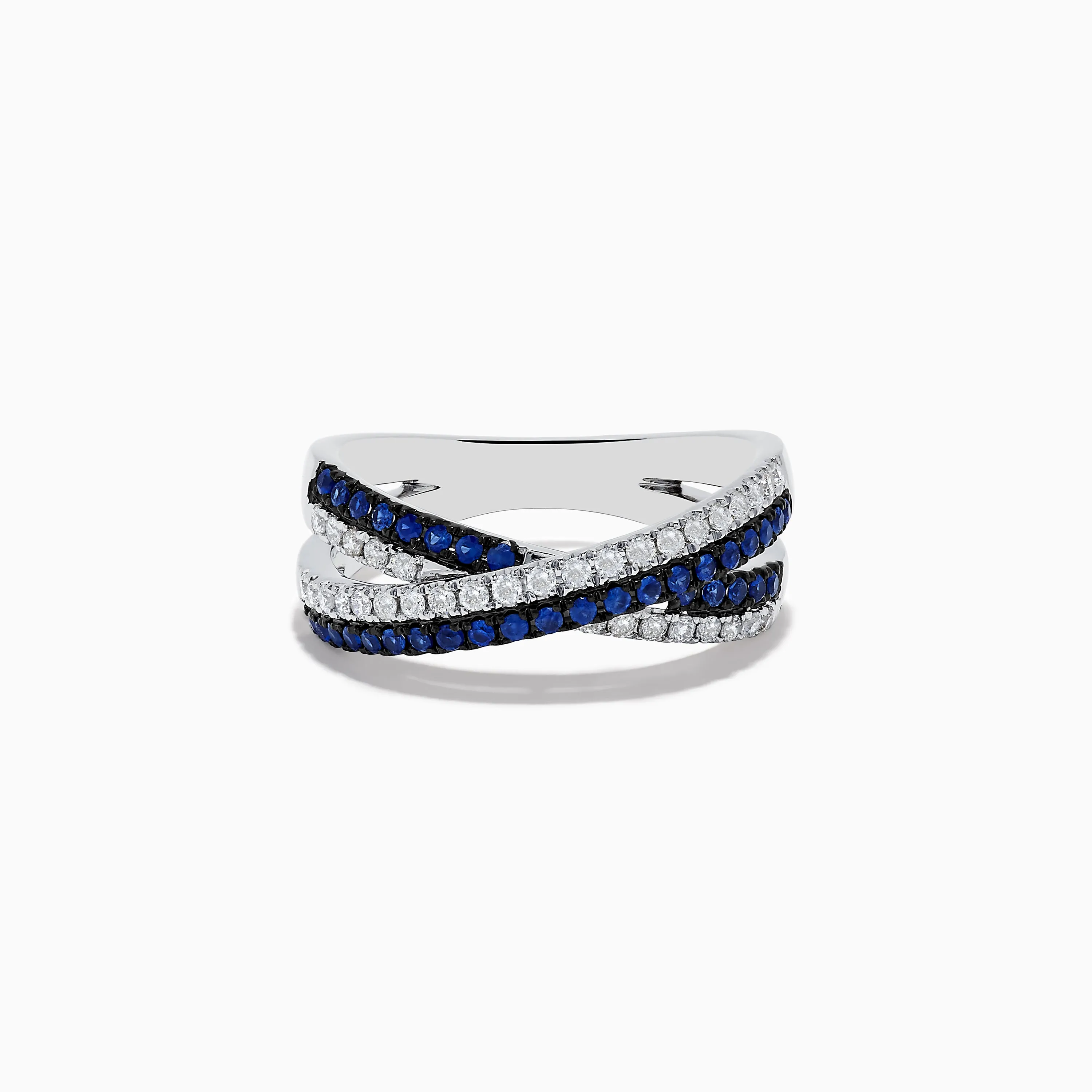 Royale Bleu 14K White Gold Blue Sapphire and Diamond Cris Cross Ring sold by Effy