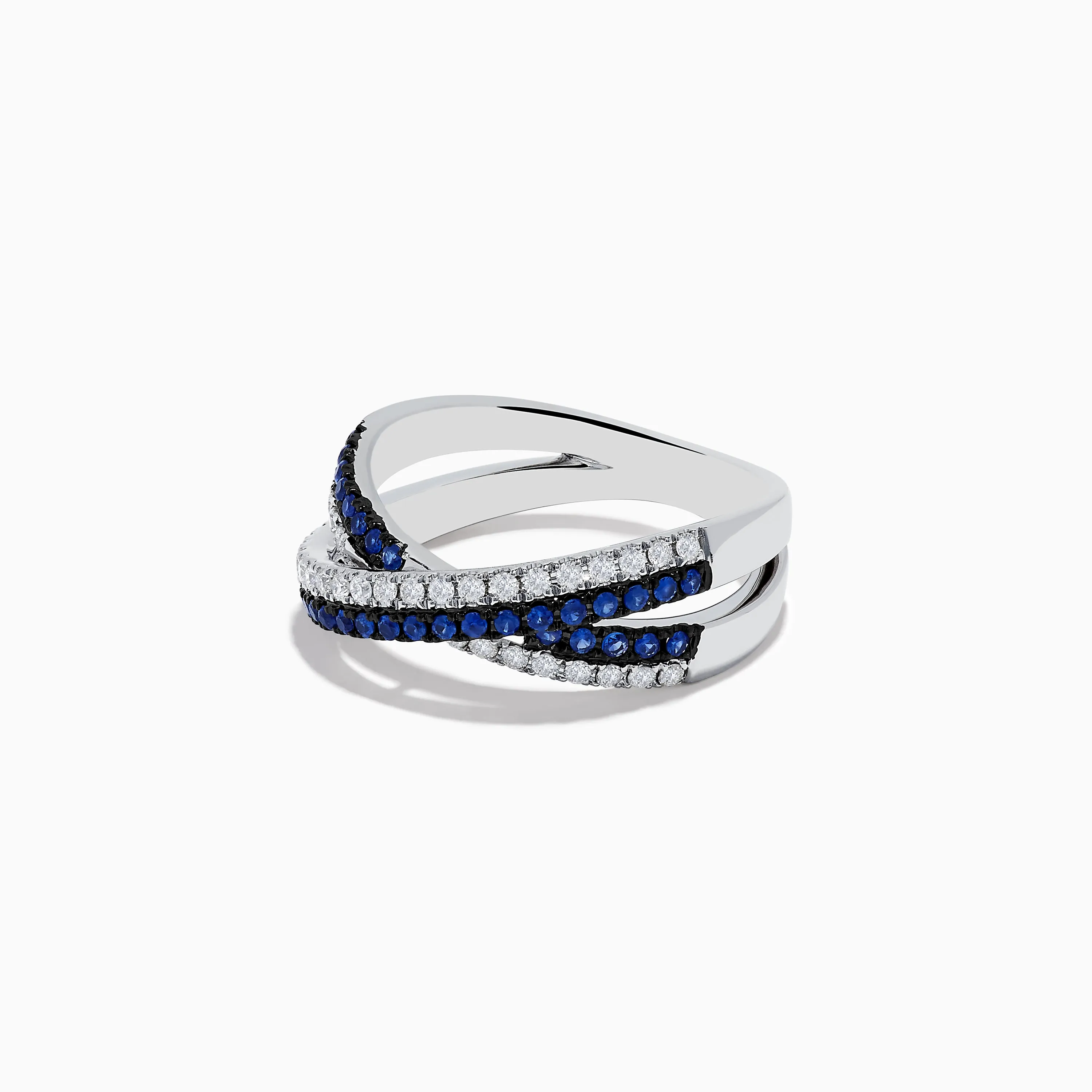 Royale Bleu 14K White Gold Blue Sapphire and Diamond Cris Cross Ring sold by Effy product image thumbnail 2