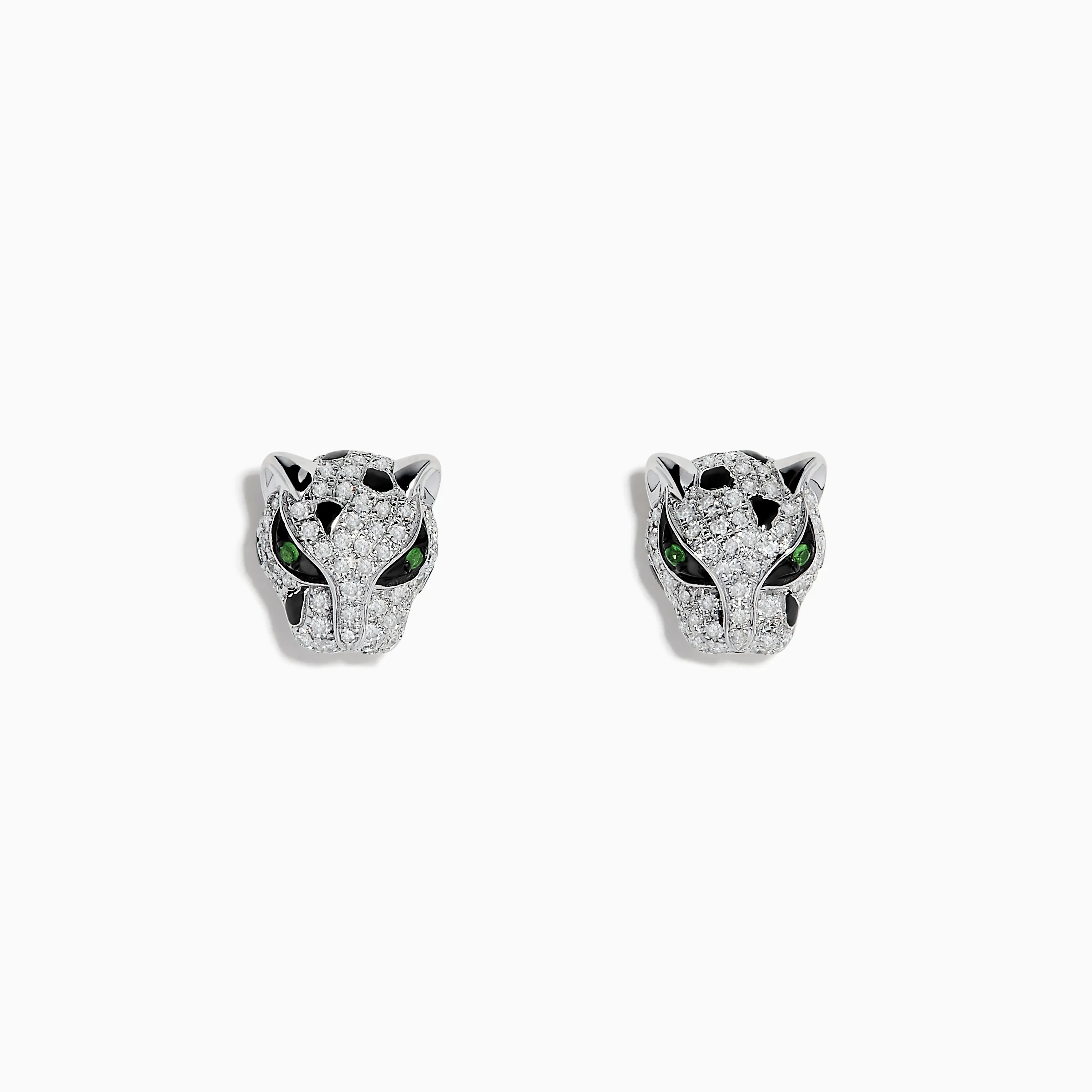 Signature 14K White Gold Tsavorite and Diamond Panther Stud Earrings sold by Effy