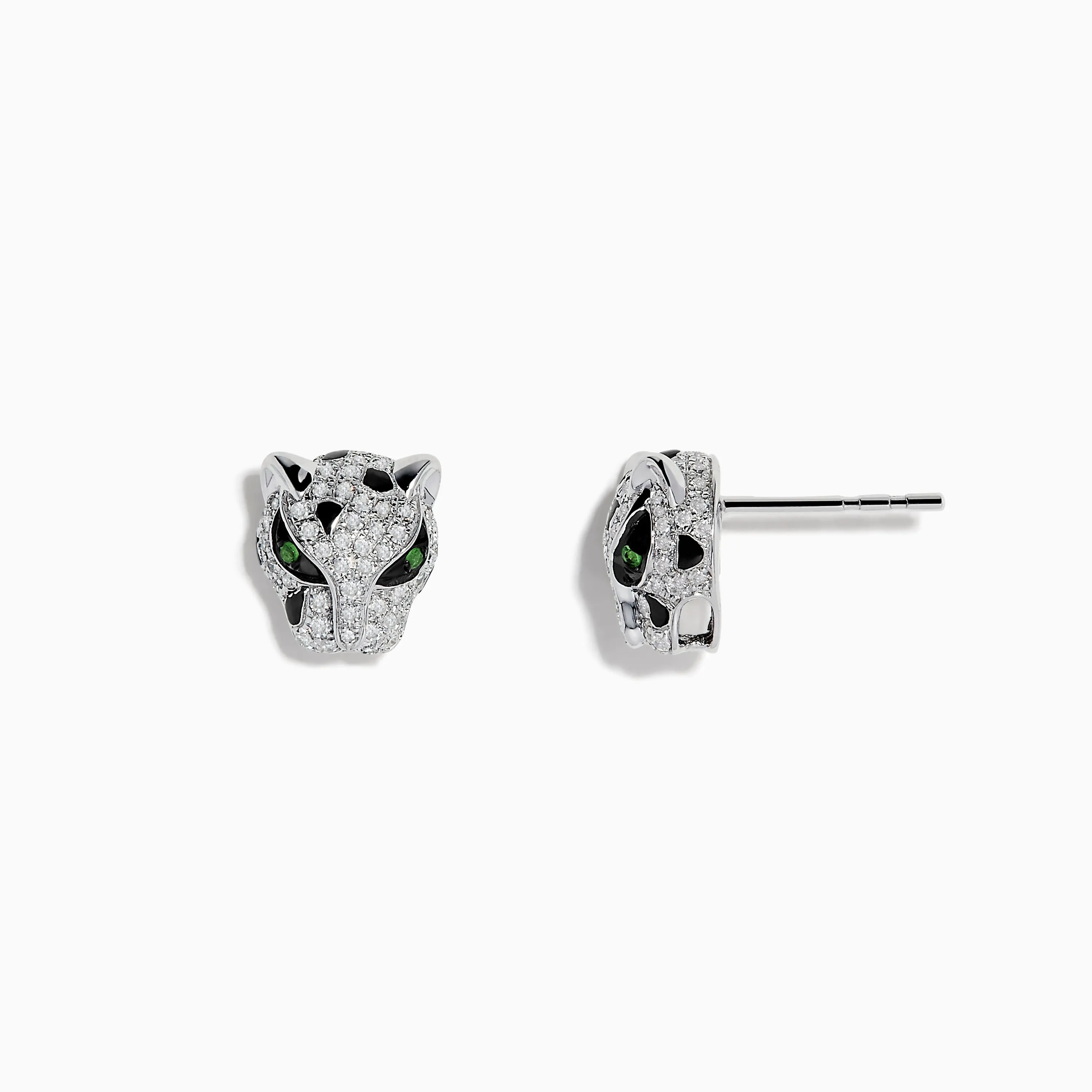 Signature 14K White Gold Tsavorite and Diamond Panther Stud Earrings sold by Effy product image thumbnail 2