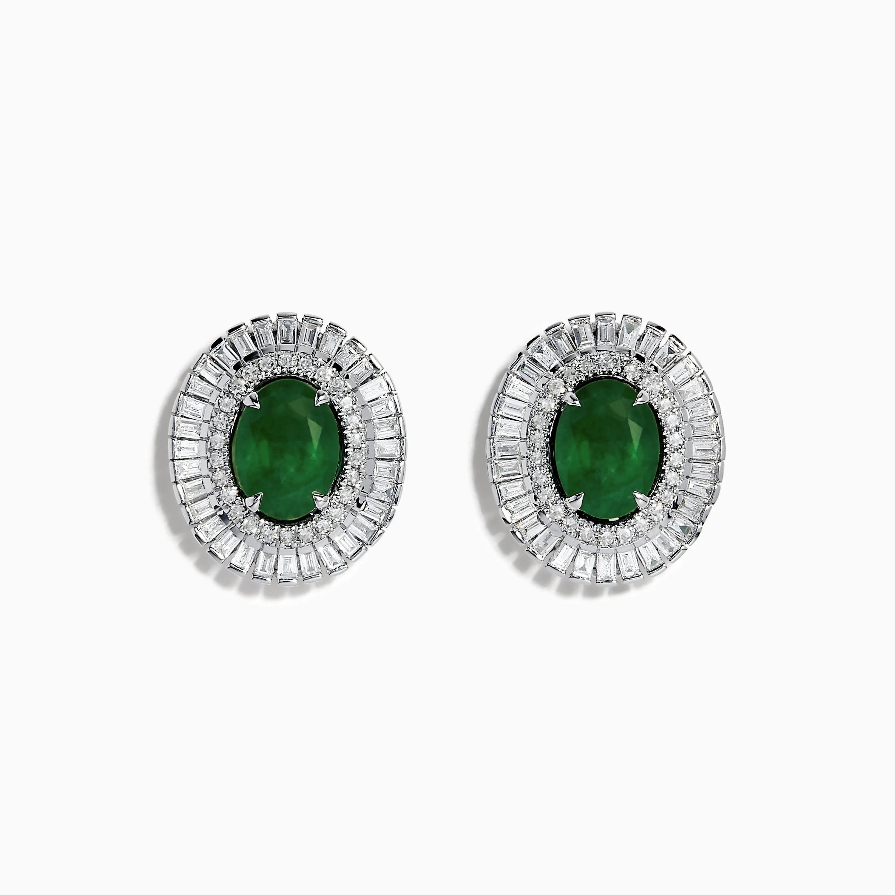 14K White Gold Emerald and Diamond Stud Earrings sold by Effy