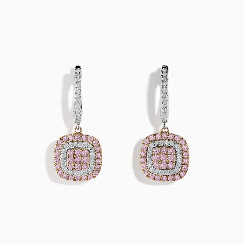 14K Two-Tone Gold Pink and White Diamond Drop Earrings sold by Effy