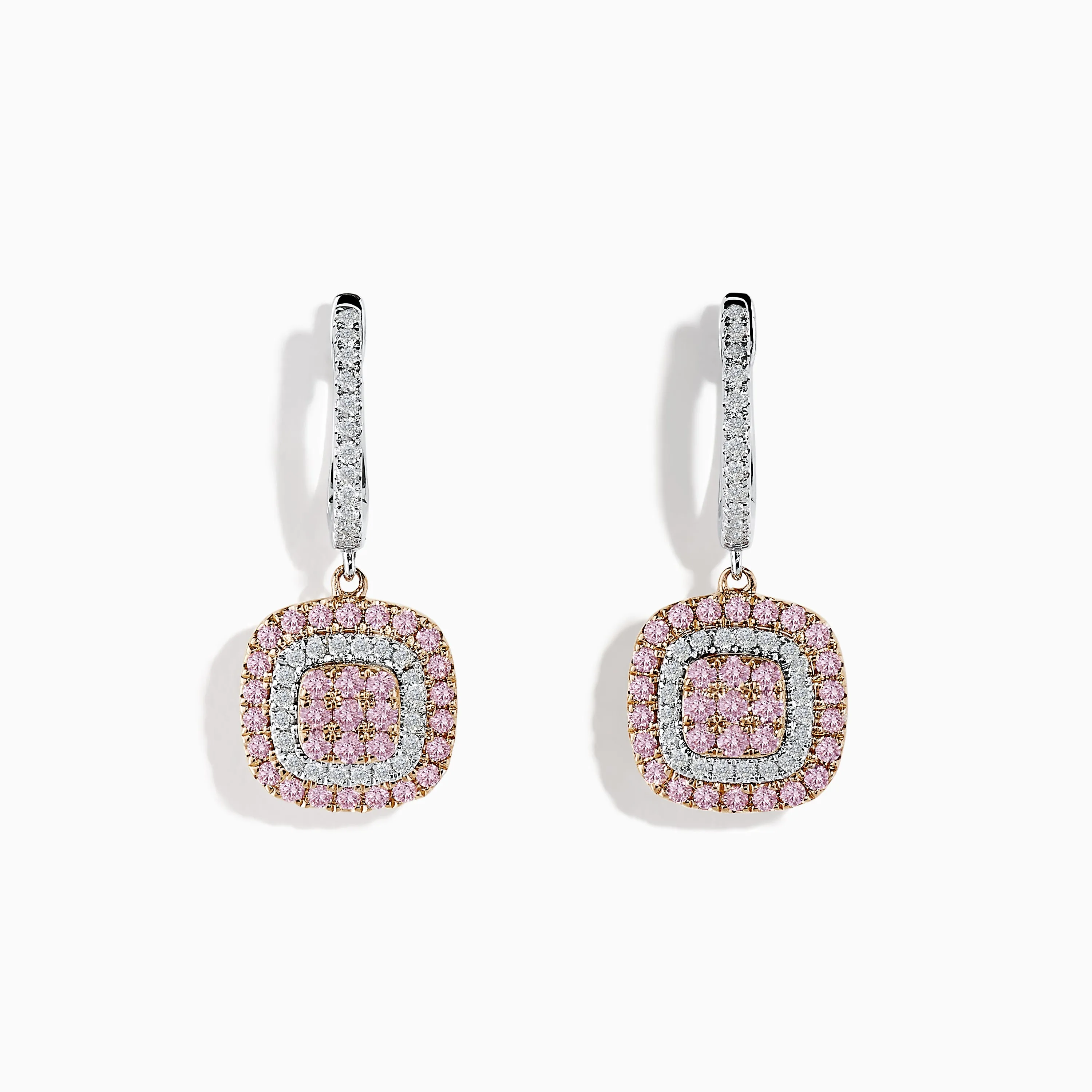 14K Two-Tone Gold Pink and White Diamond Drop Earrings sold by Effy