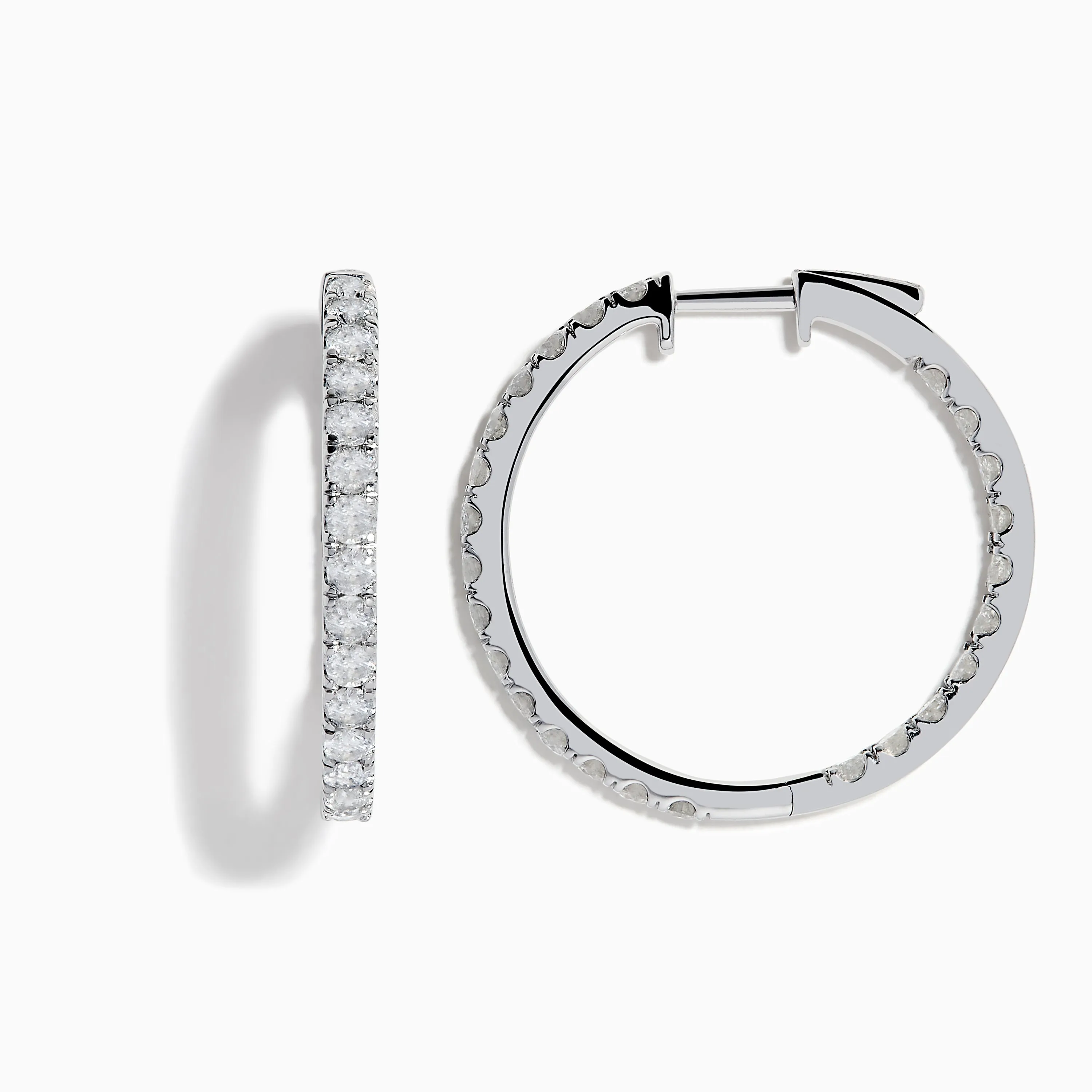 Pave Classica 14K White Gold 1" Diamond Inside-Out Hoop Earrings 1.96 TCW sold by Effy product image thumbnail 2
