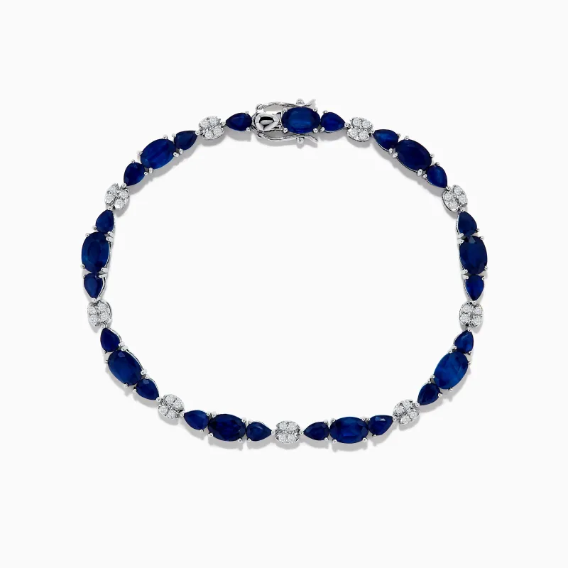 Royale Bleu 14K White Gold Blue Sapphire and Diamond Bracelet sold by Effy