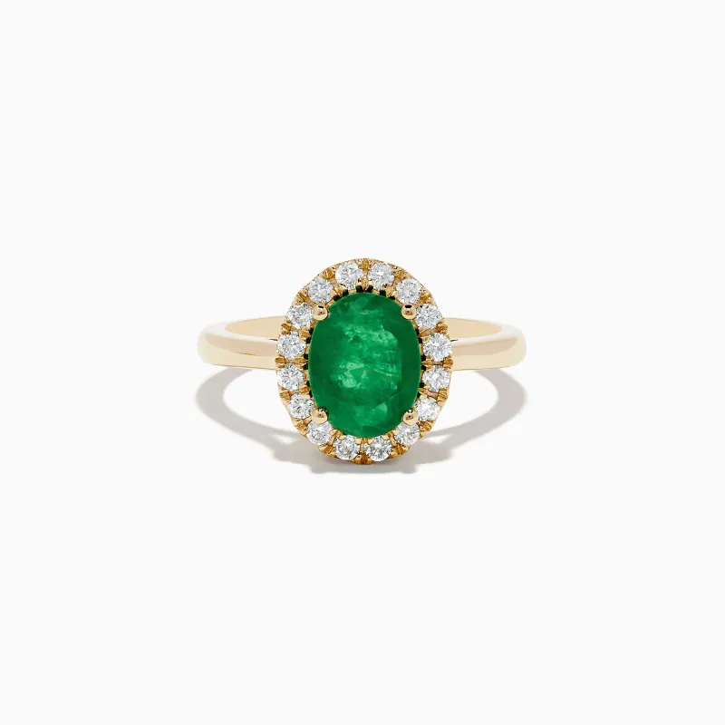14K Yellow Gold Emerald and Diamond Ring sold by Effy