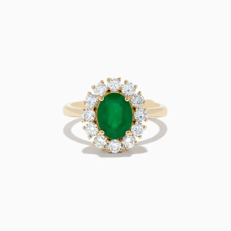 14K Yellow Gold Emerald and Diamond Ring sold by Effy