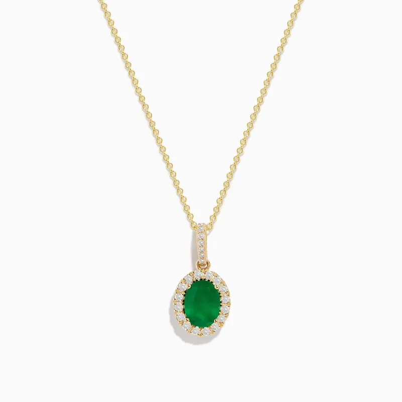 14K Yellow Gold Emerald and Diamond Pendant sold by Effy