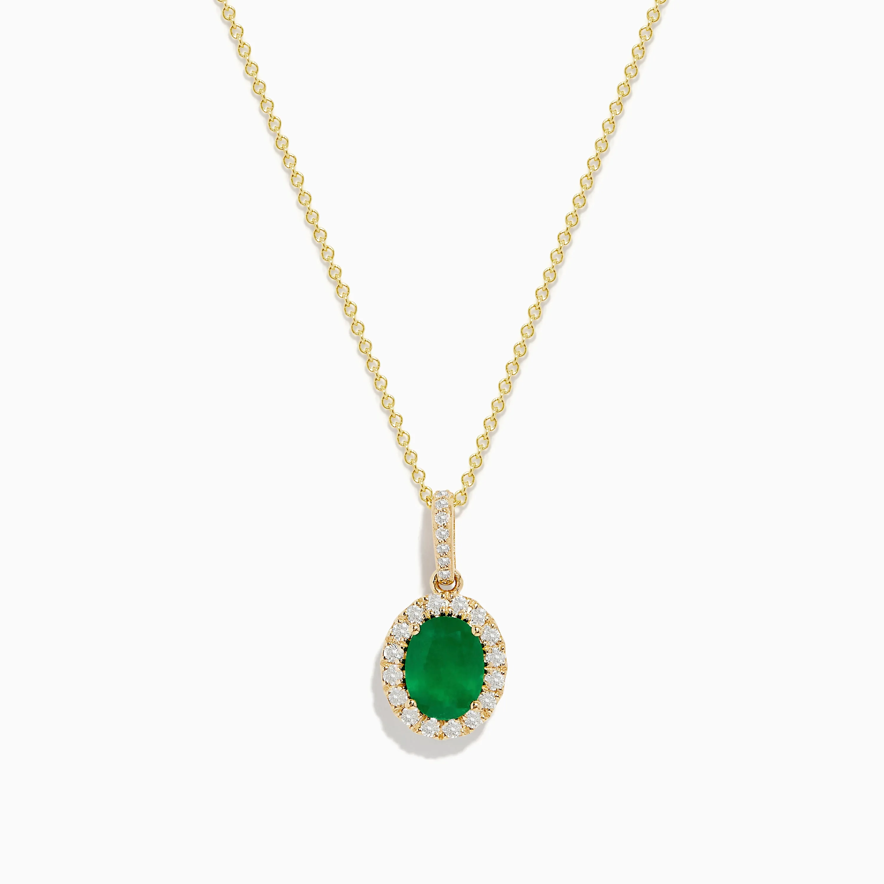 14K Yellow Gold Emerald and Diamond Pendant sold by Effy