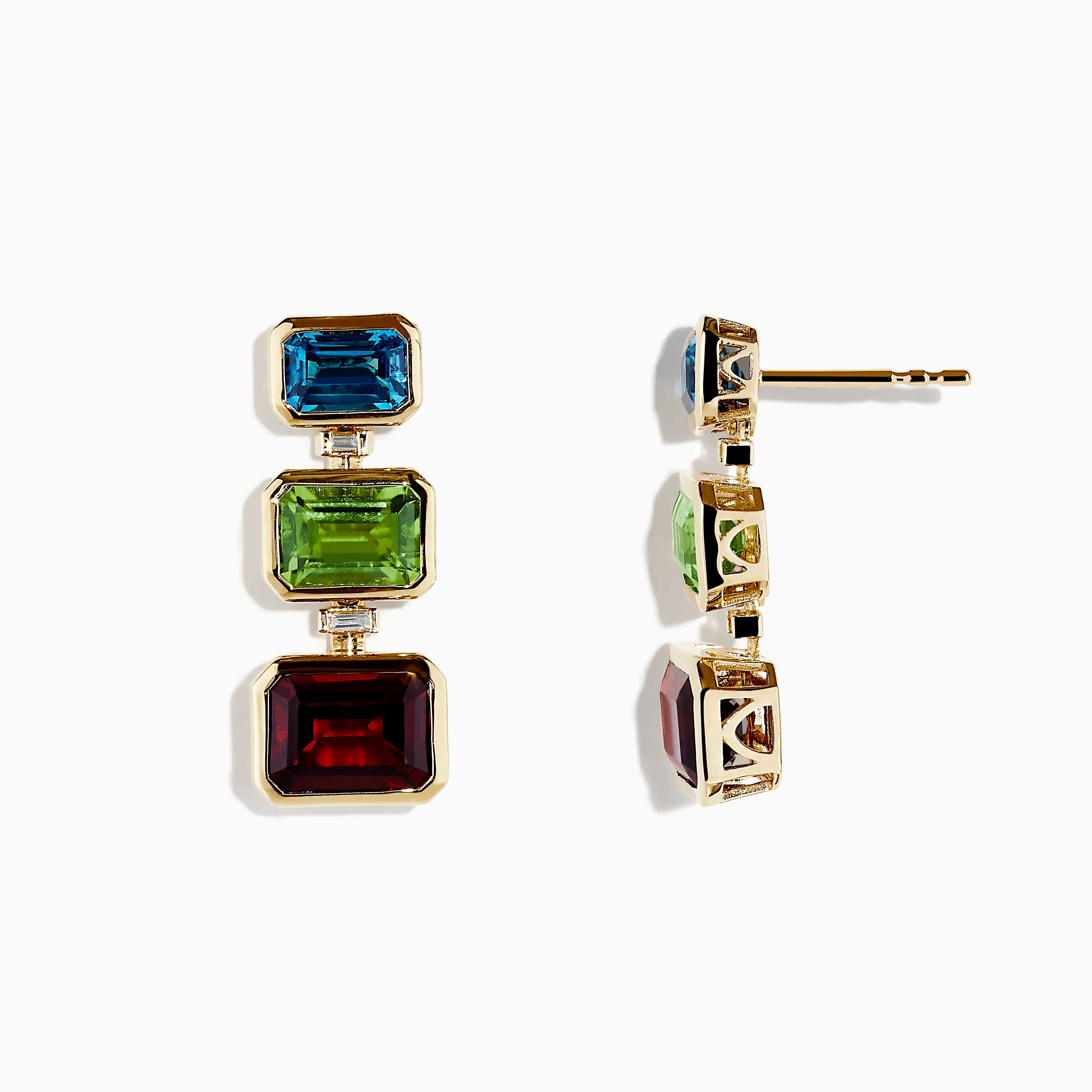 Mosaic 14K Yellow Gold Blue Topaz, Garnet, Peridot & Diamond Earrings sold by Effy product image thumbnail 2