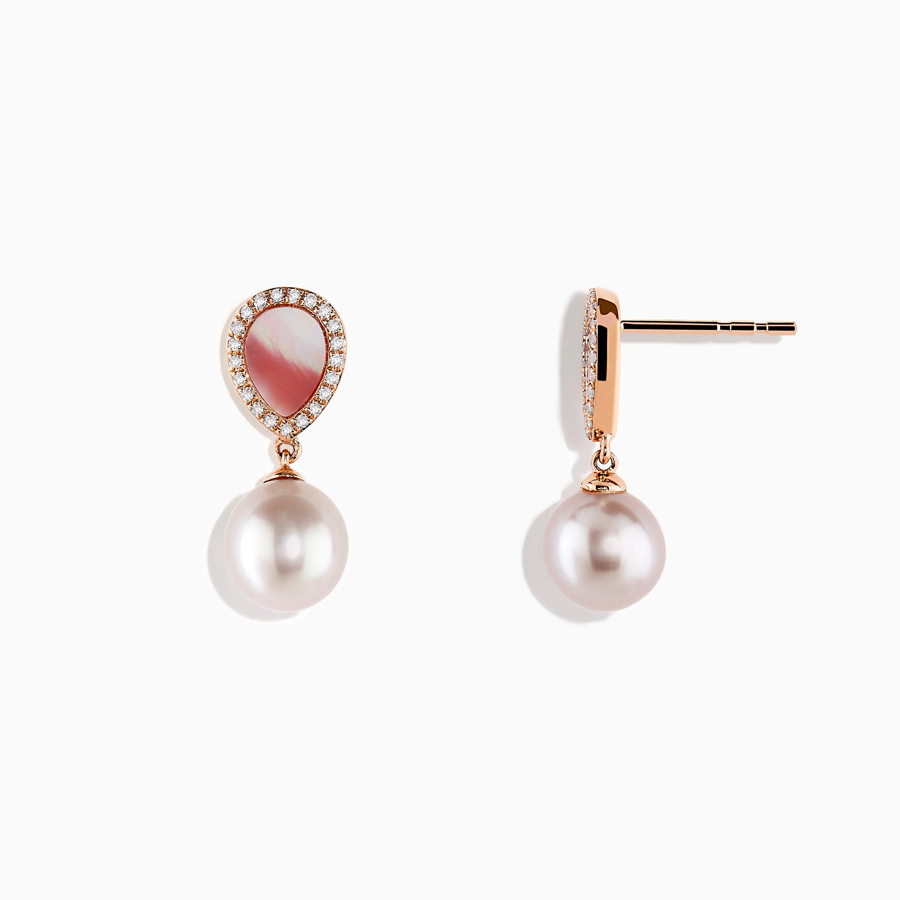 Peark 14K Rose Gold Pearl, Mother of Pearl and Diamond Earrings sold by Effy product image thumbnail 2