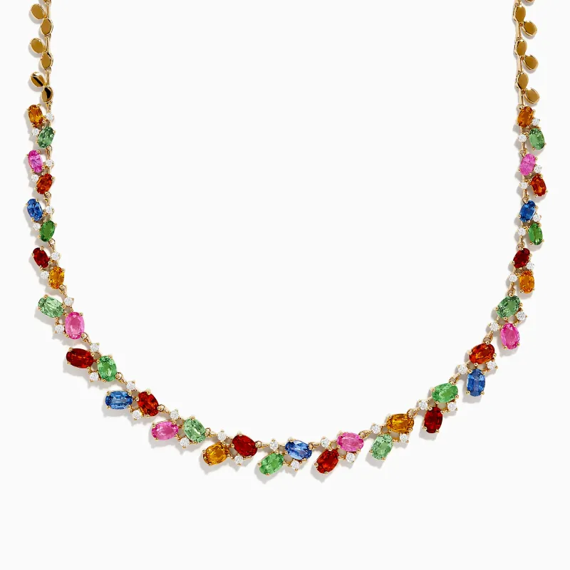 Watercolors 14K Yellow Gold Multi Sapphire and Diamond Necklace sold by Effy