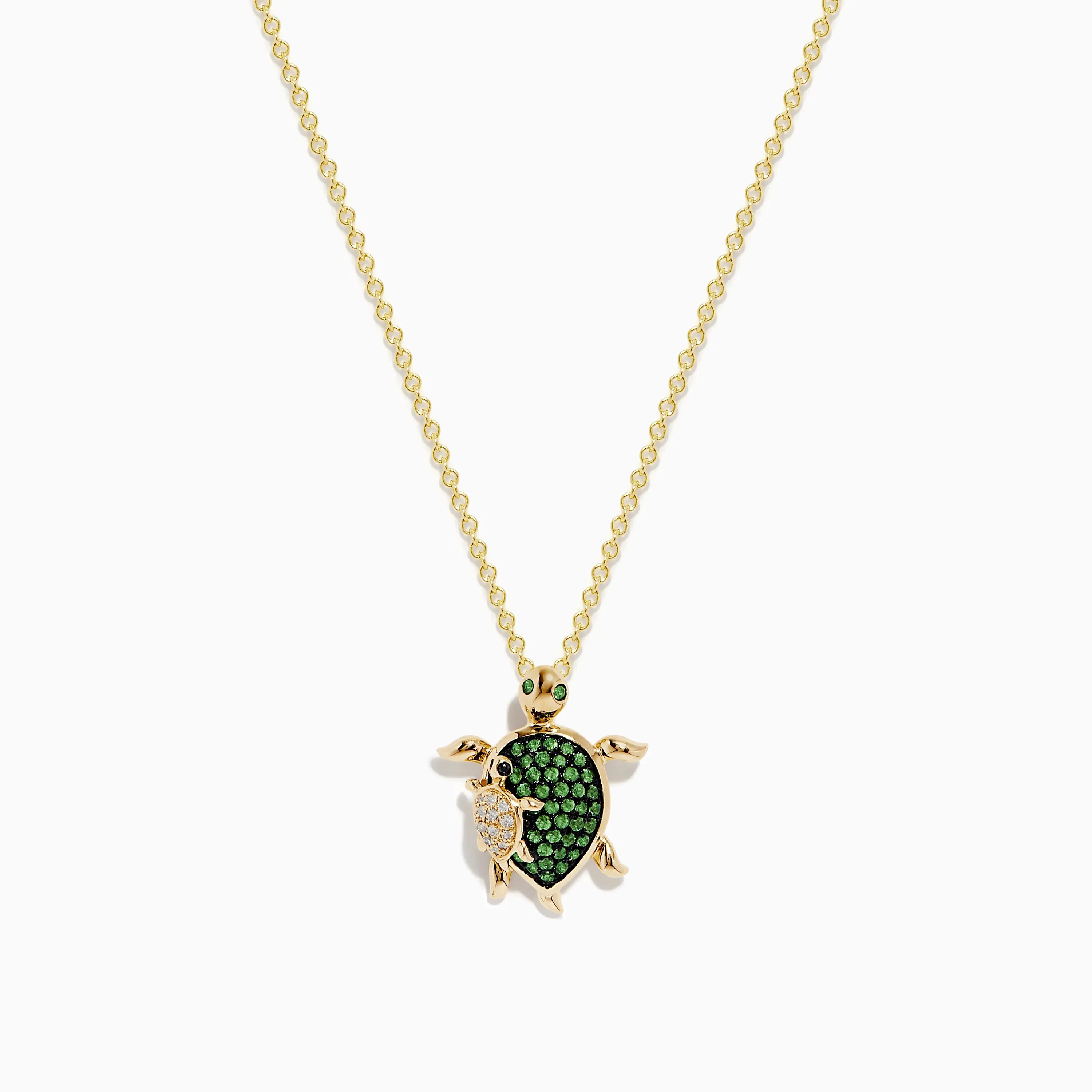Seaside 14K Yellow Gold Tsavorite and Diamond Turtle Pendant sold by Effy