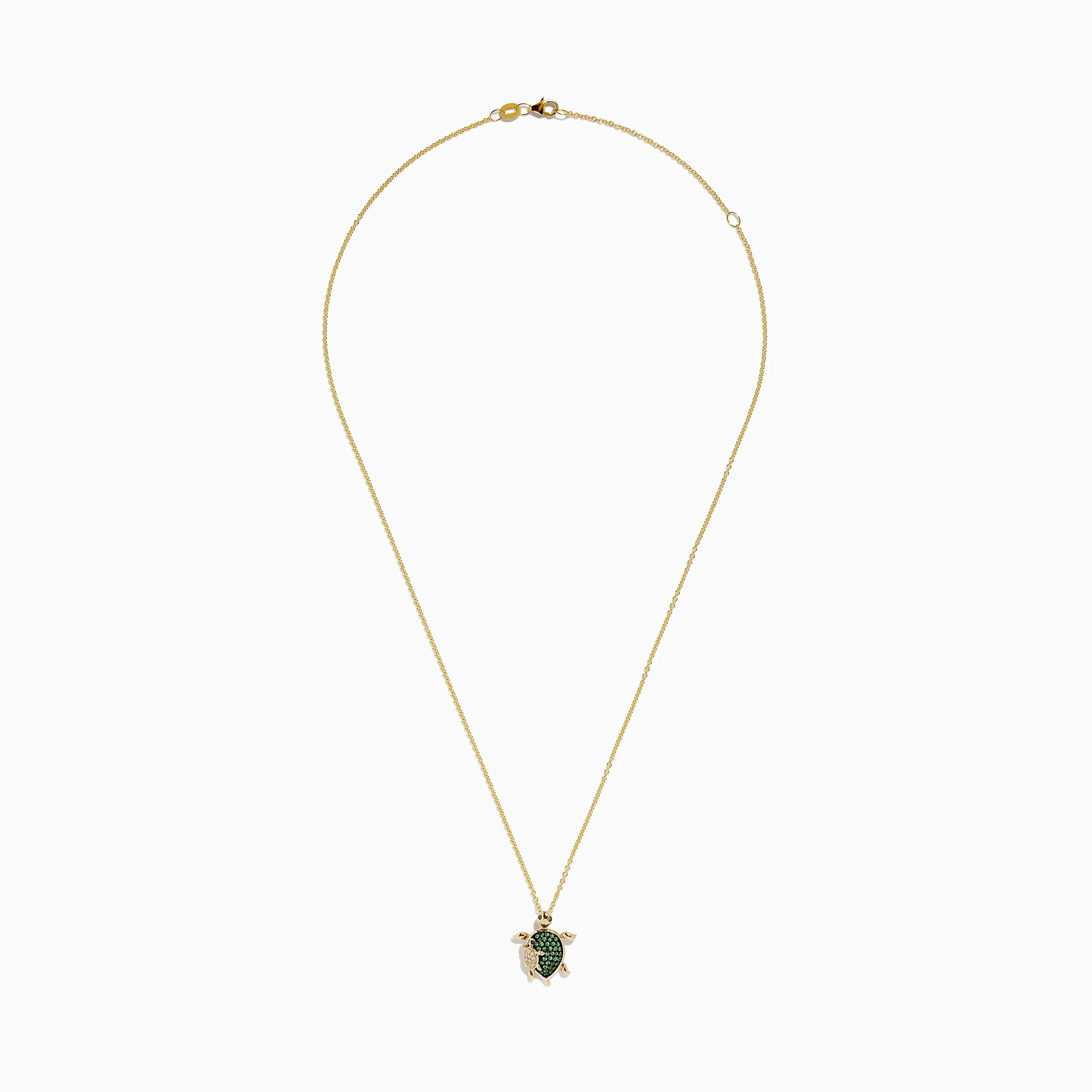 Seaside 14K Yellow Gold Tsavorite and Diamond Turtle Pendant sold by Effy product image thumbnail 2