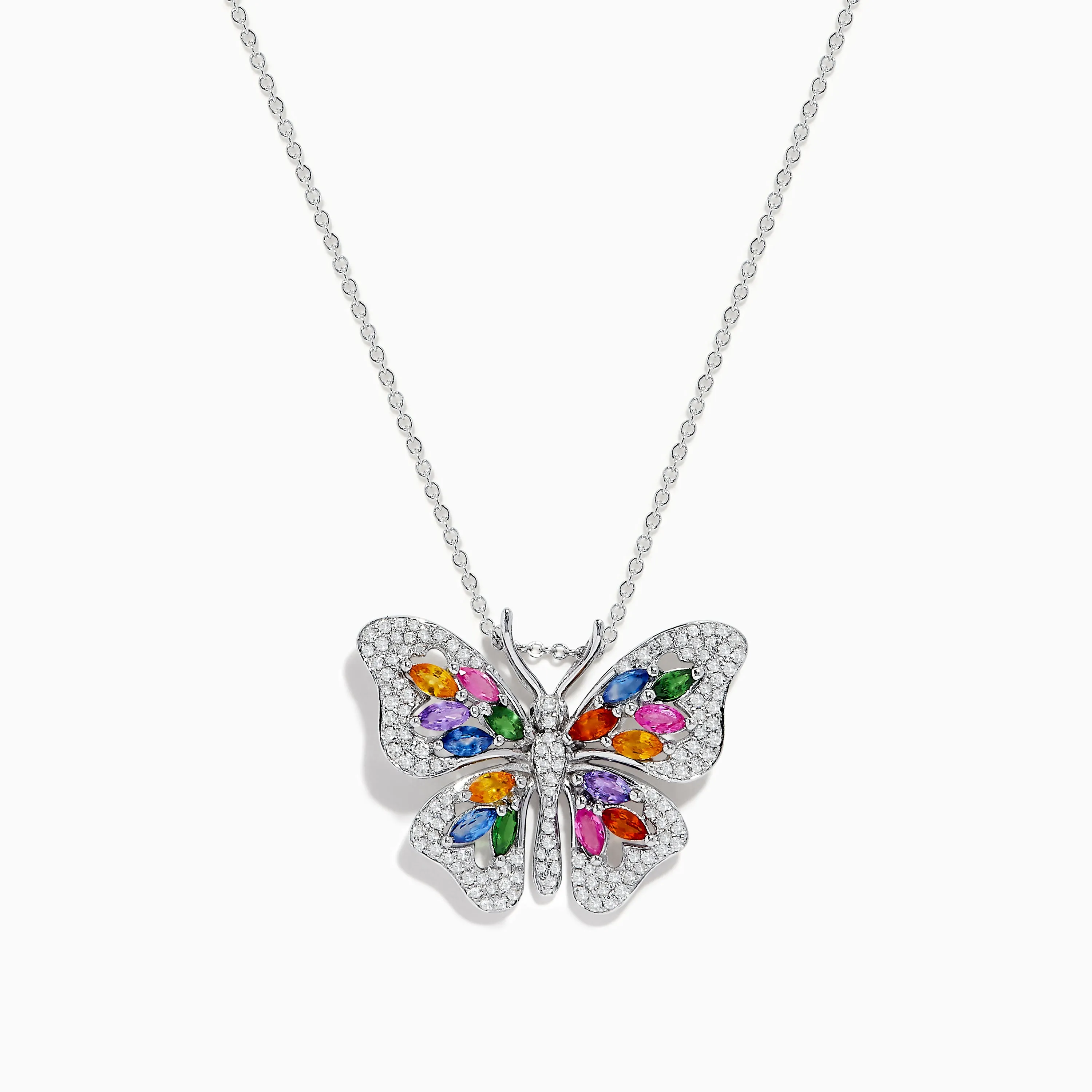 Watercolors 14K Gold Multi Sapphire & Diamond Butterfly Pendant sold by Effy